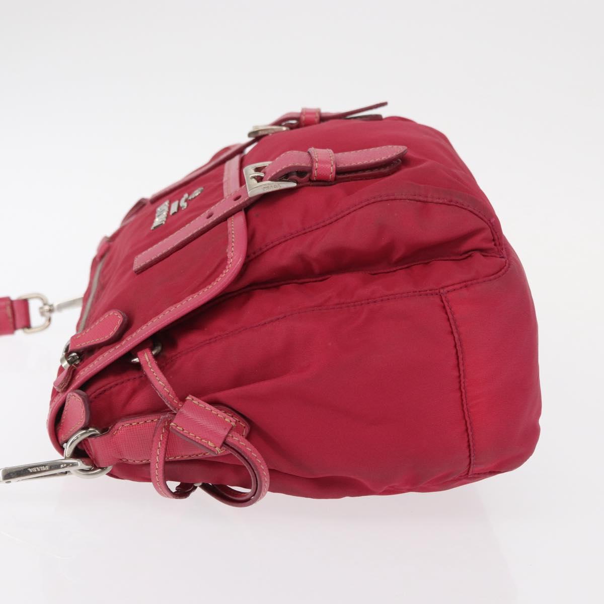 PRADA Shoulder Bag Nylon Pink Silver Auth ka451