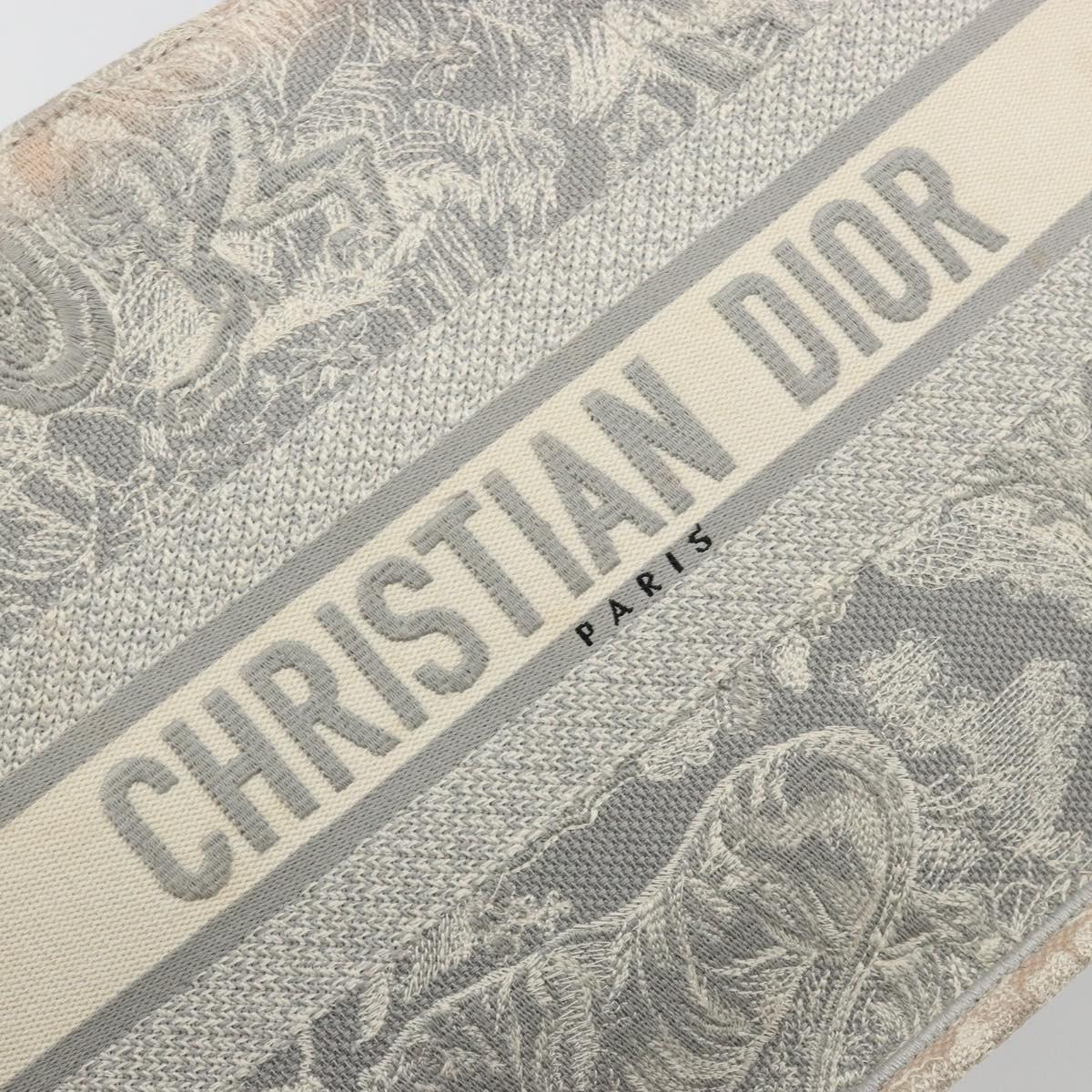 Christian Dior Book Tote Medium Hand Bag Canvas Gray Auth ka4510A