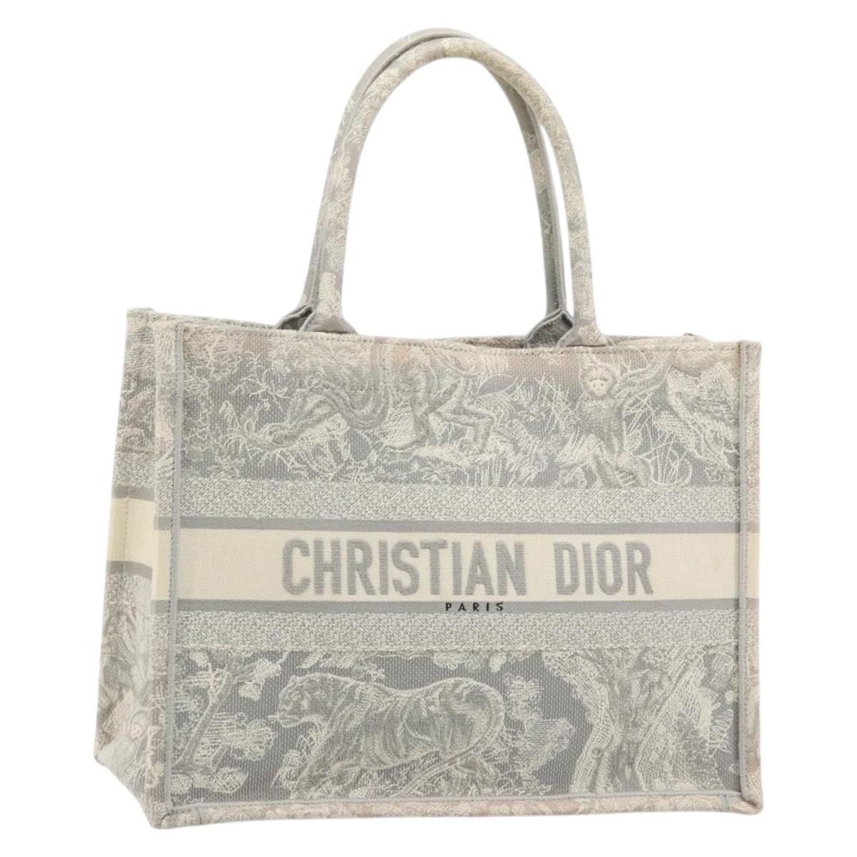 Christian Dior Book Tote Medium Hand Bag Canvas Gray Auth ka4510A