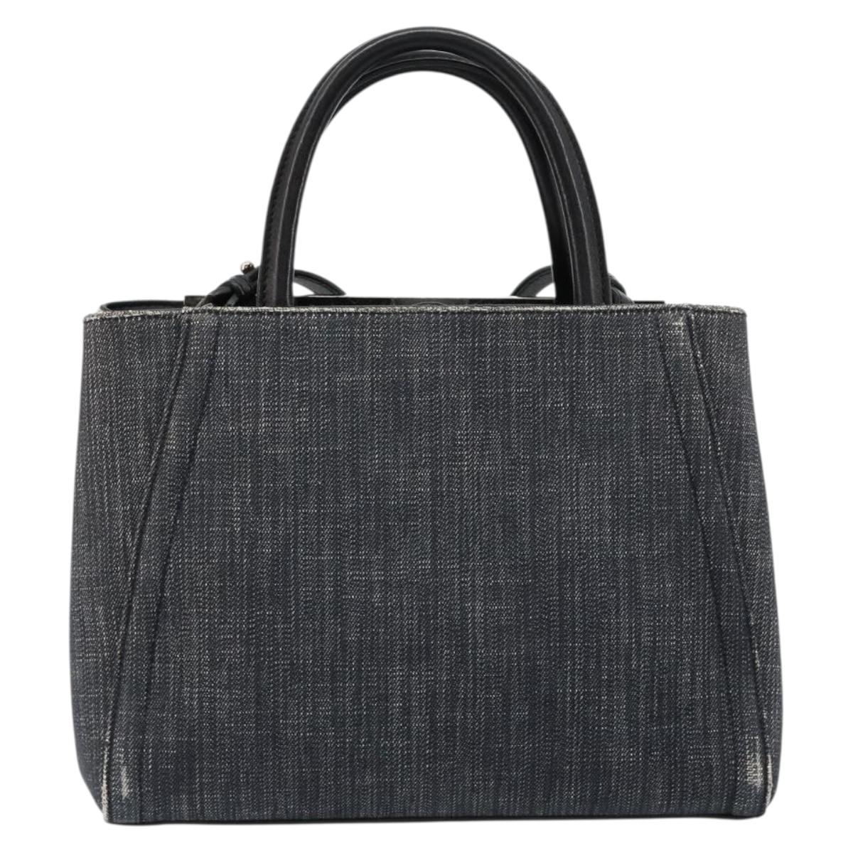 FENDI 2 JOURS Hand Bag Denim 2way Blue Silver Auth ka4513