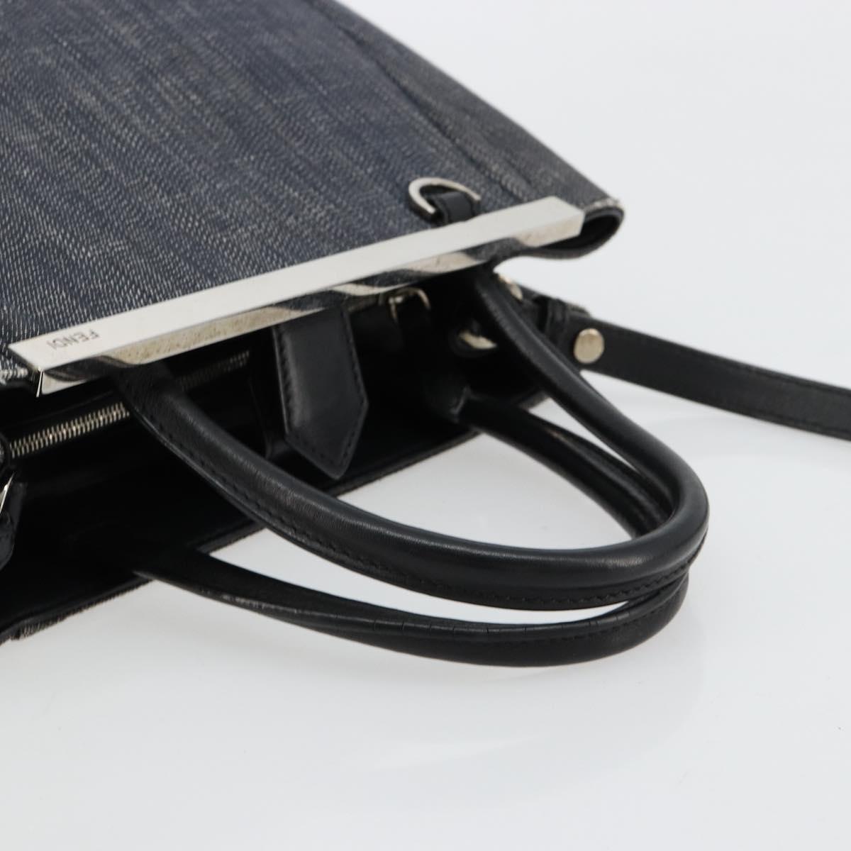 FENDI 2 JOURS Hand Bag Denim 2way Blue Silver Auth ka4513