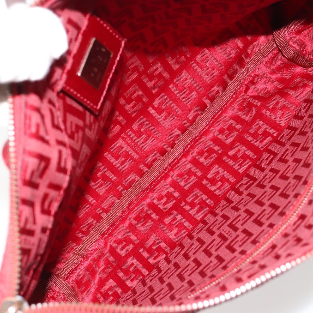 FENDI Zucchino Canvas Hand Bag Red Auth ka4514A