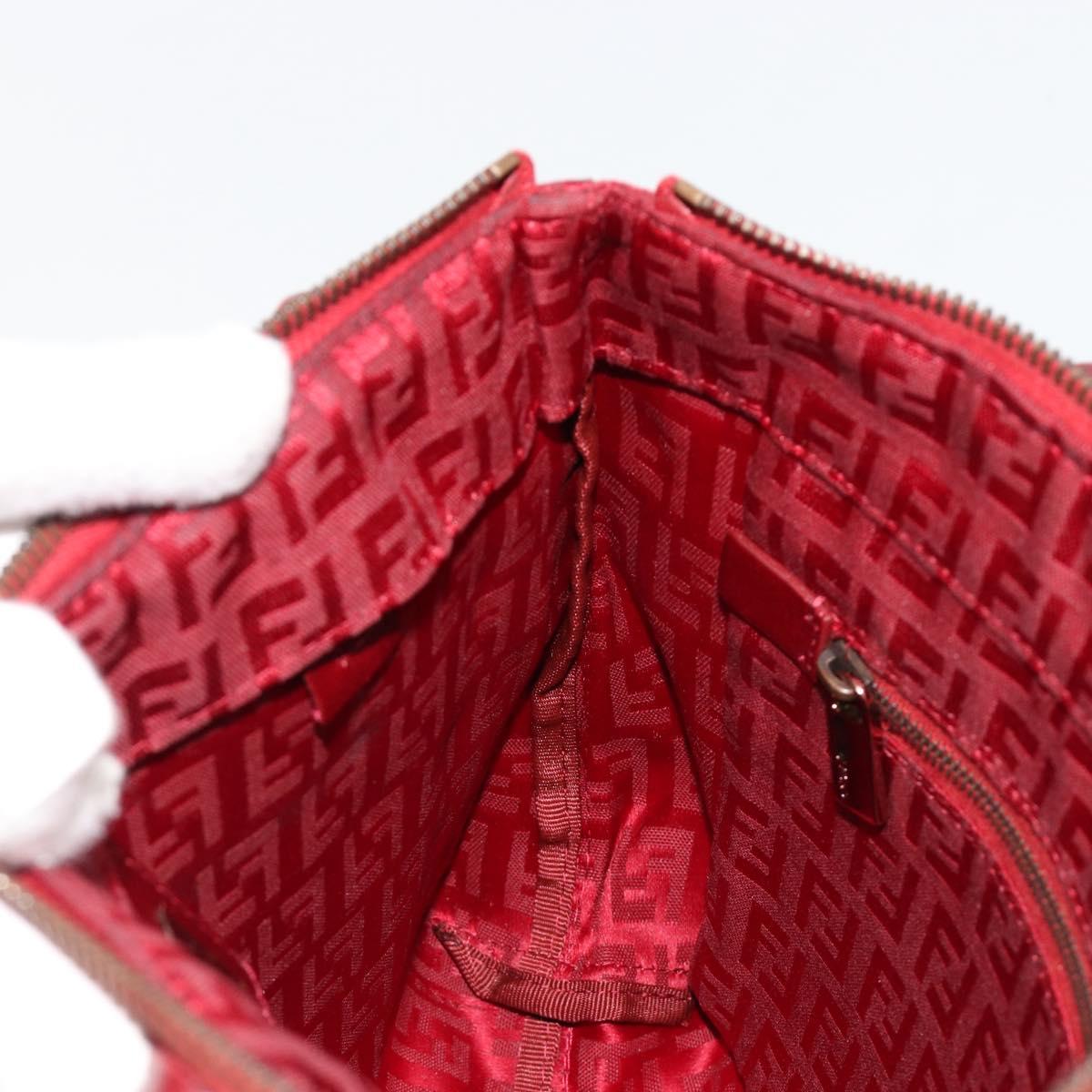 FENDI Zucchino Canvas Hand Bag Red Auth ka4514A