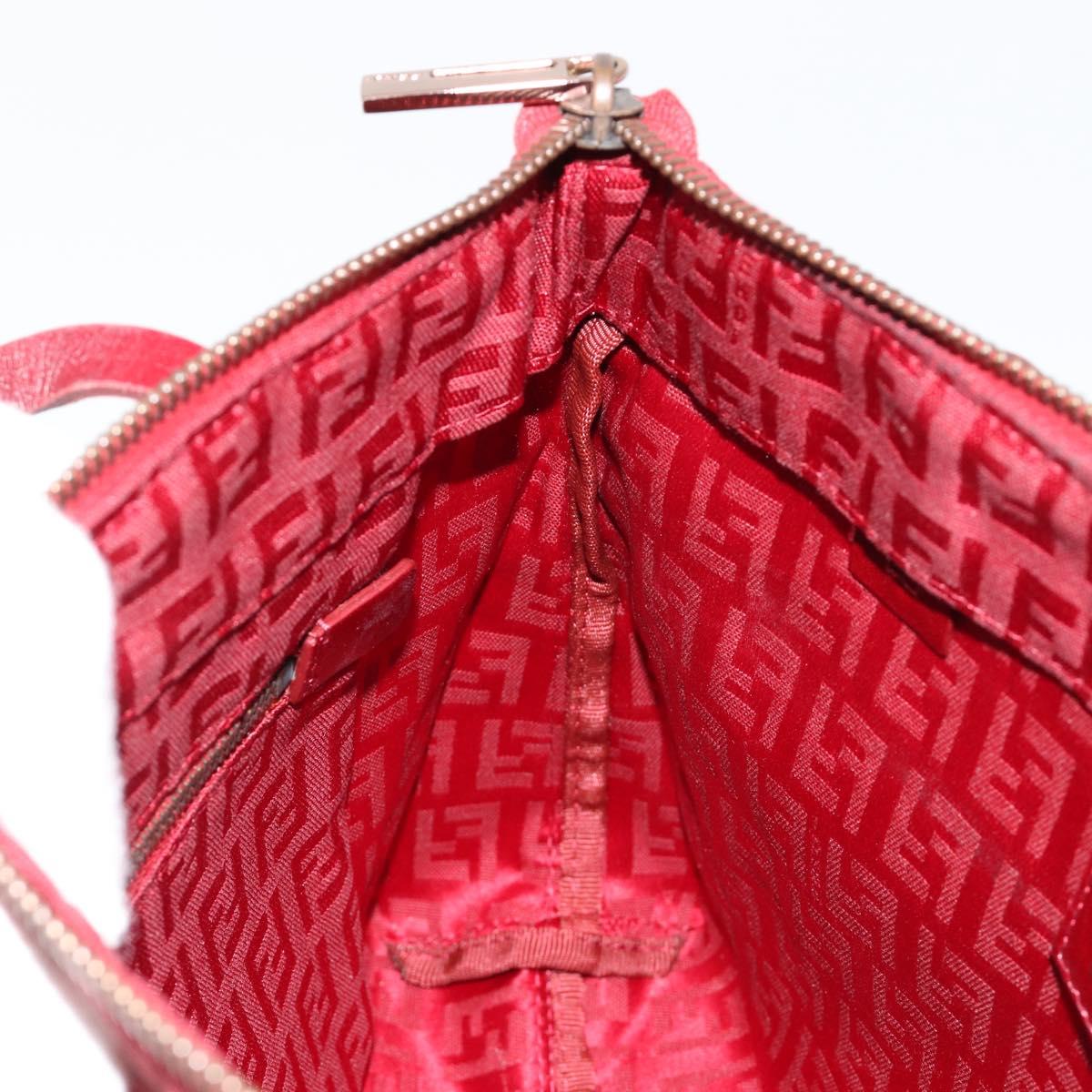 FENDI Zucchino Canvas Hand Bag Red Auth ka4514A