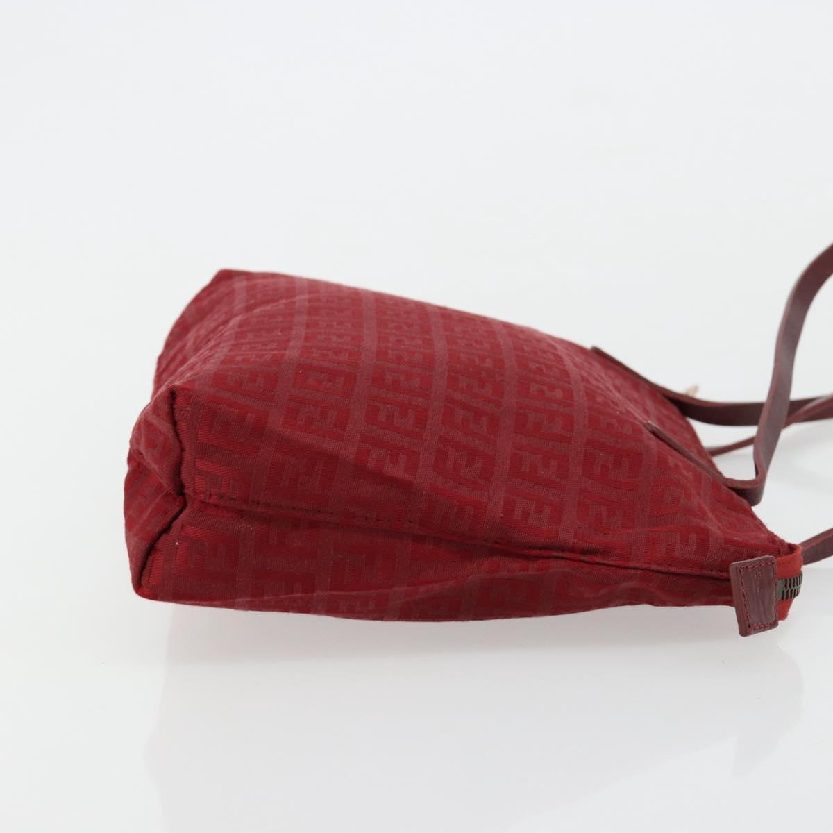 FENDI Zucchino Canvas Hand Bag Red Auth ka4514A