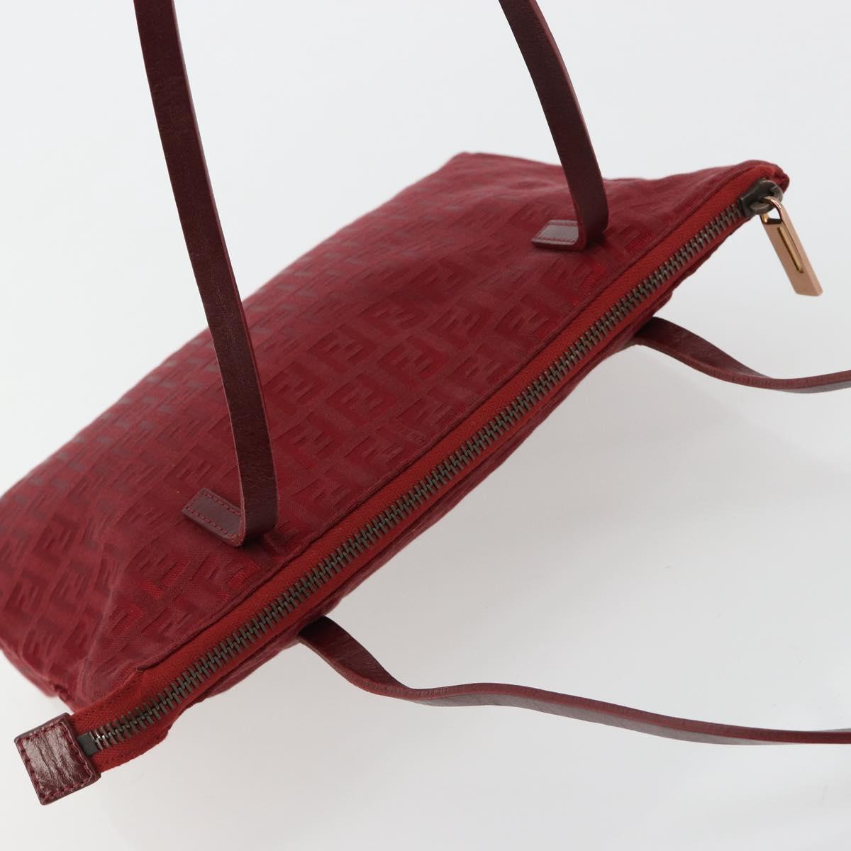 FENDI Zucchino Canvas Hand Bag Red Auth ka4514A
