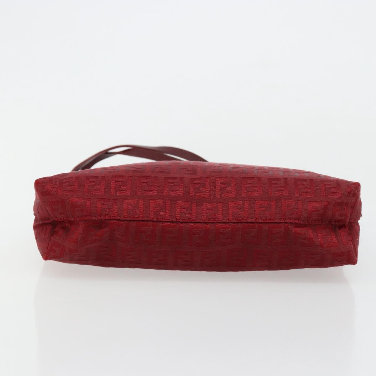 FENDI Zucchino Canvas Hand Bag Red Auth ka4514A