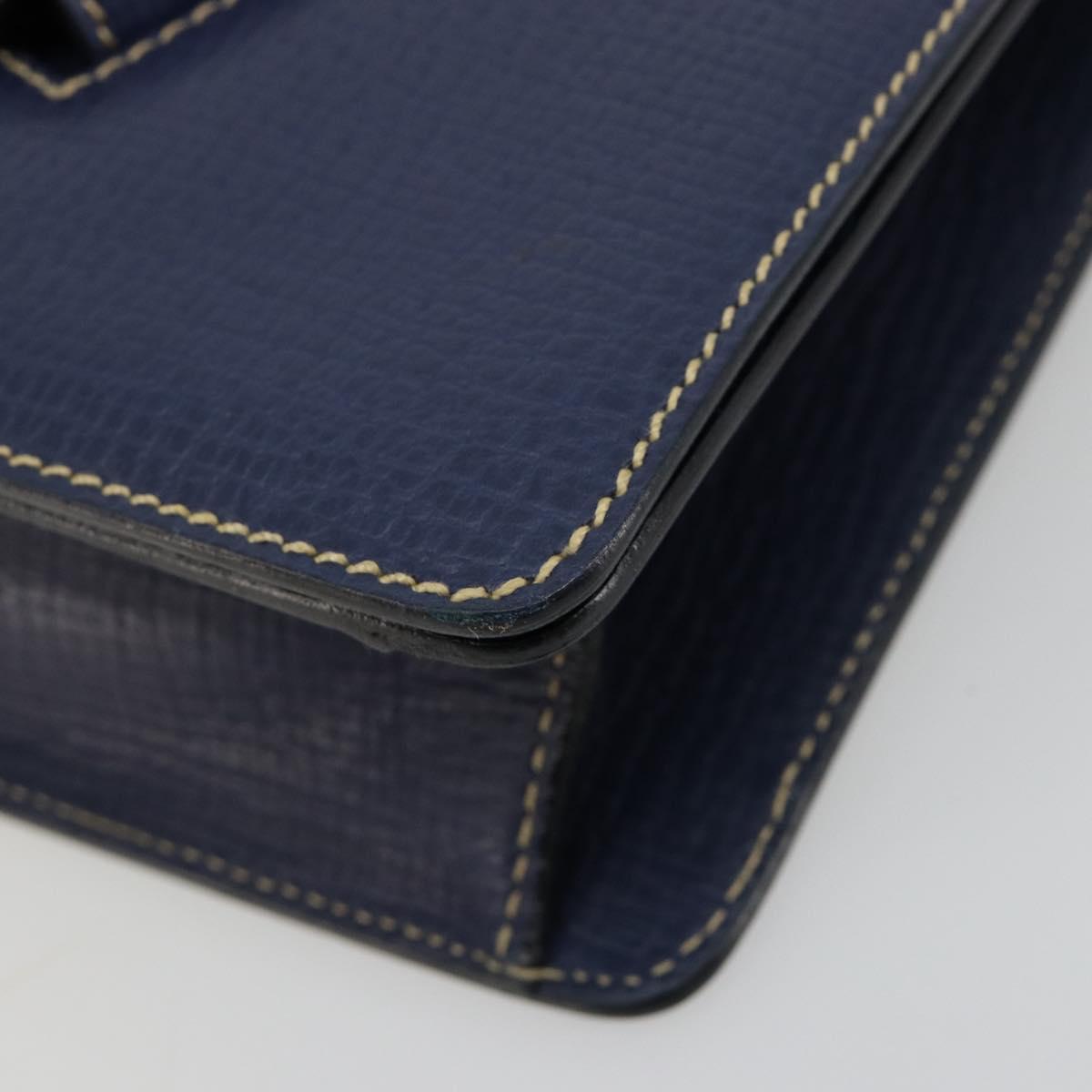 LOEWE Barcelona Hand Bag Leather Navy Gold Auth ka4515A