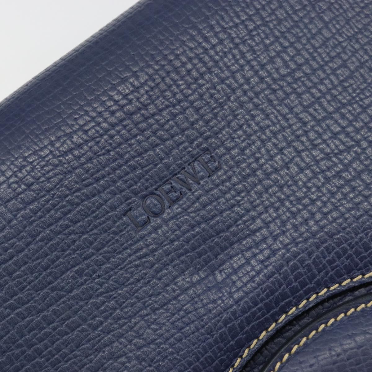 LOEWE Barcelona Hand Bag Leather Navy Gold Auth ka4515A