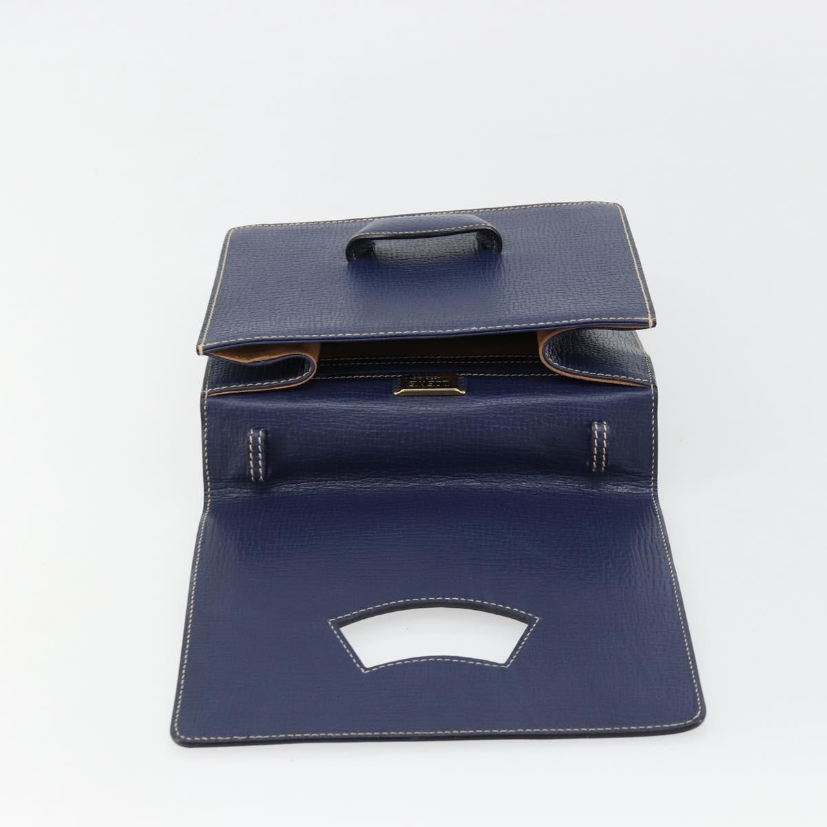 LOEWE Barcelona Hand Bag Leather Navy Gold Auth ka4515A
