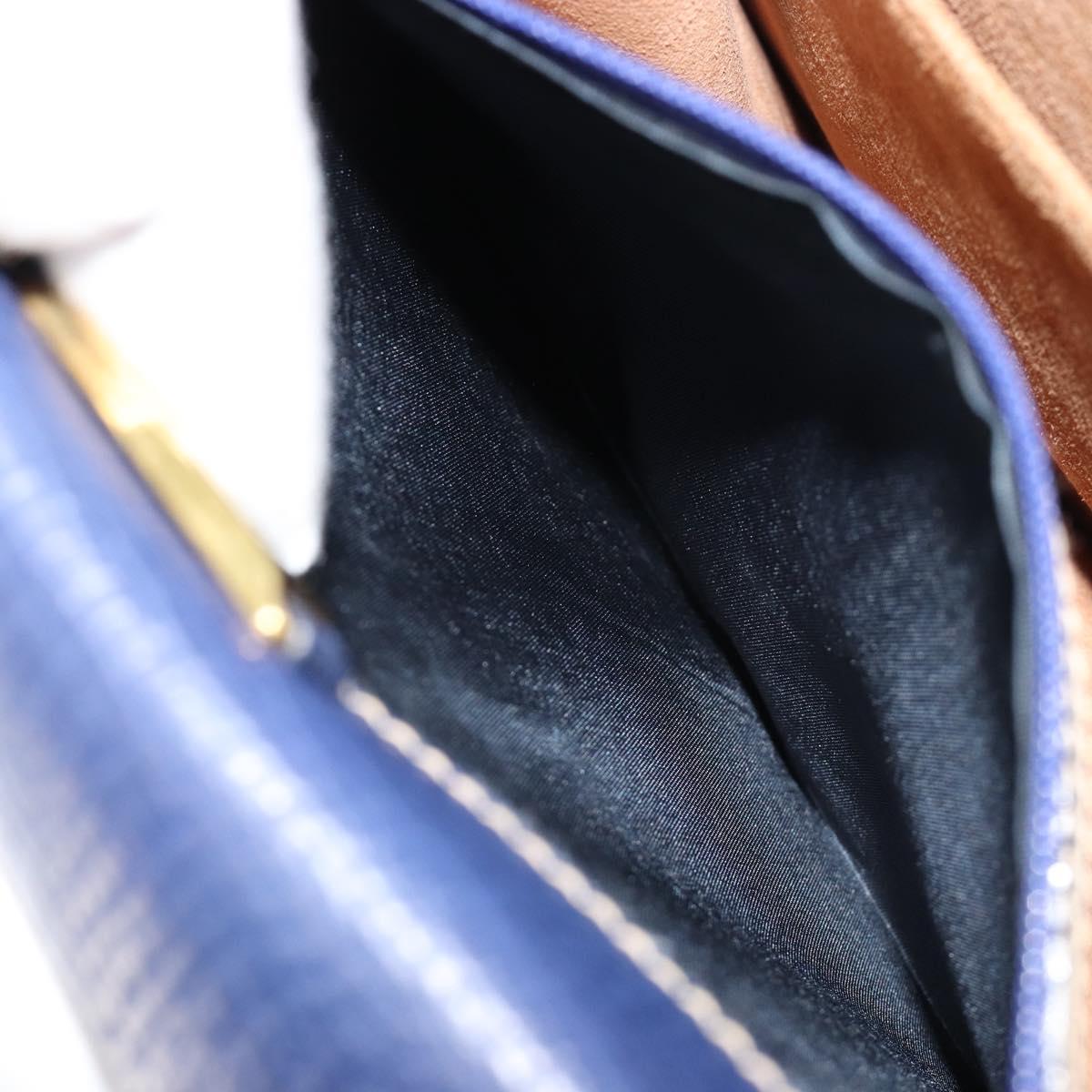 LOEWE Barcelona Hand Bag Leather Navy Gold Auth ka4515A