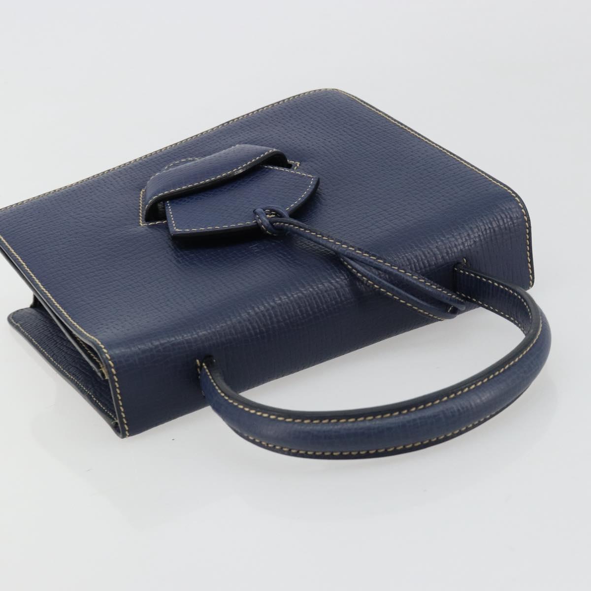 LOEWE Barcelona Hand Bag Leather Navy Gold Auth ka4515A