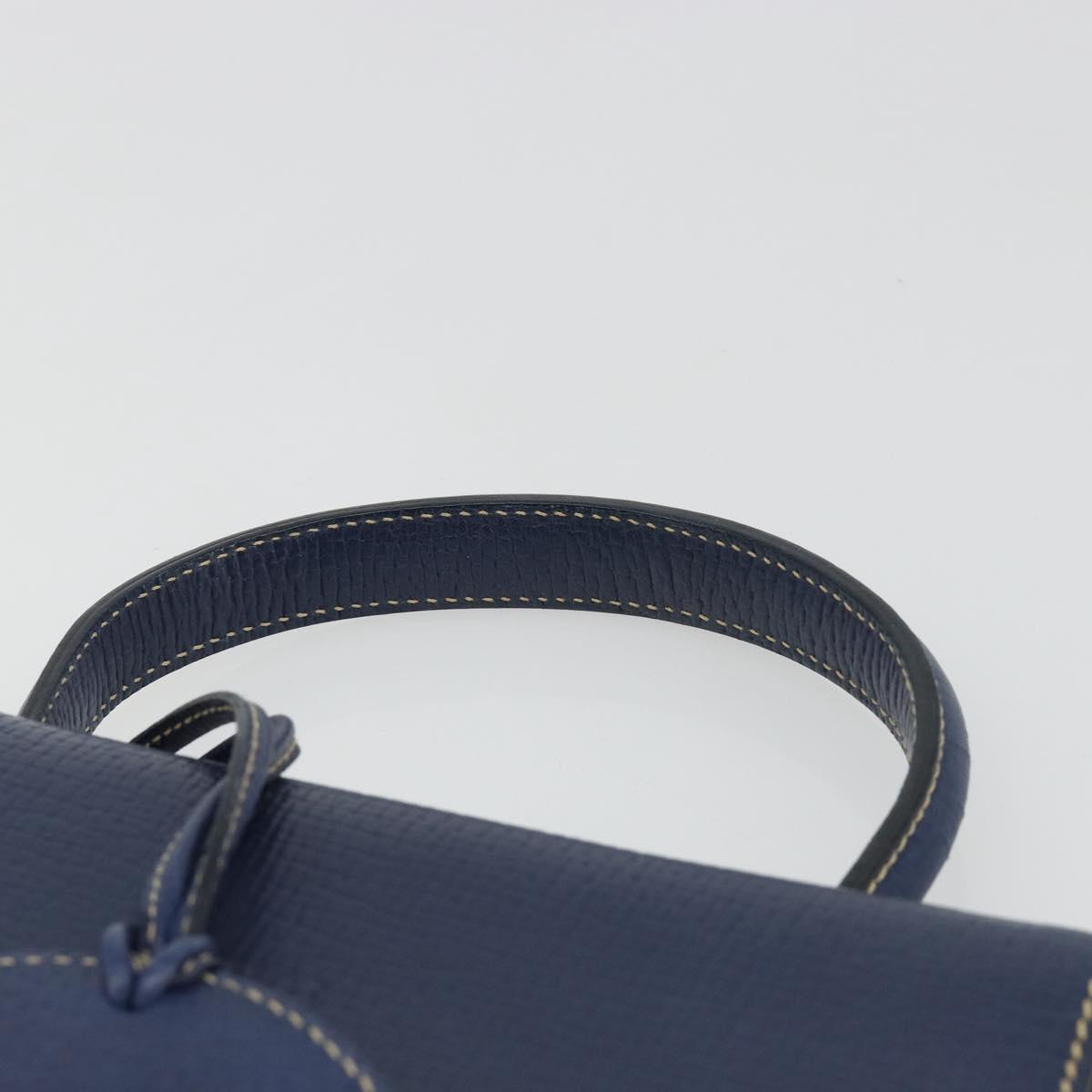 LOEWE Barcelona Hand Bag Leather Navy Gold Auth ka4515A