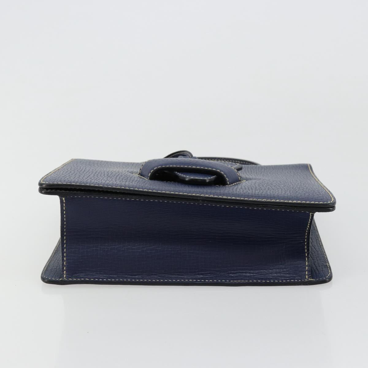 LOEWE Barcelona Hand Bag Leather Navy Gold Auth ka4515A