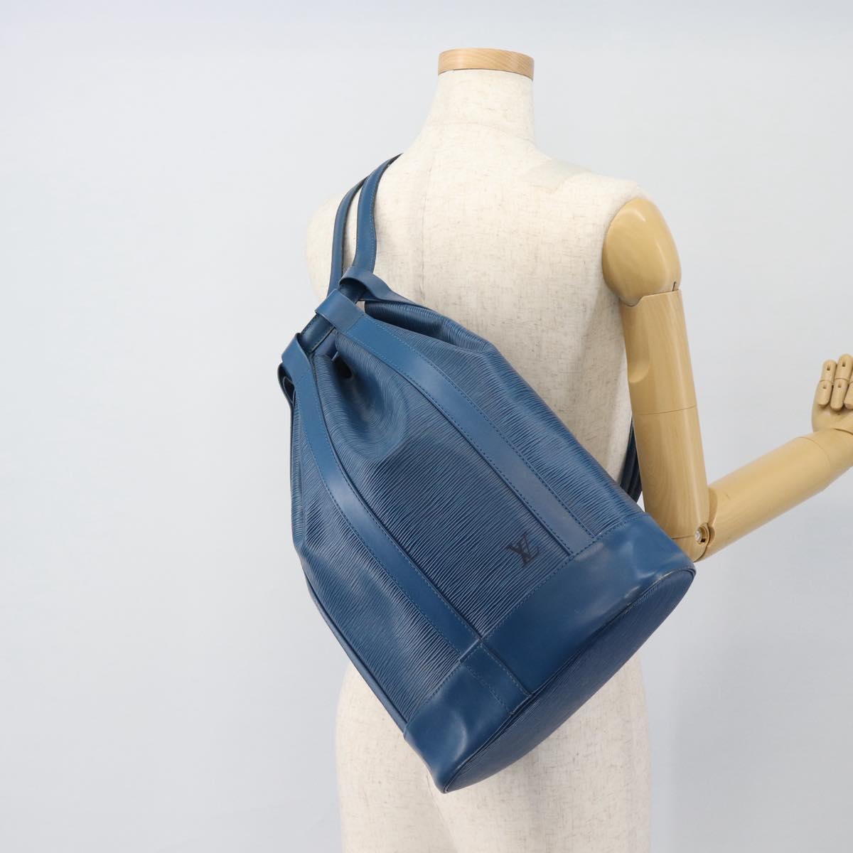 LOUIS VUITTON Epi Randonnee PM Shoulder Bag Blue M52355 LV Auth ka4516A