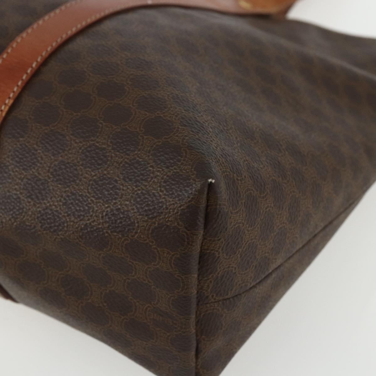 CELINE Macadam Canvas Tote Bag PVC Leather Brown Gold Auth ka452