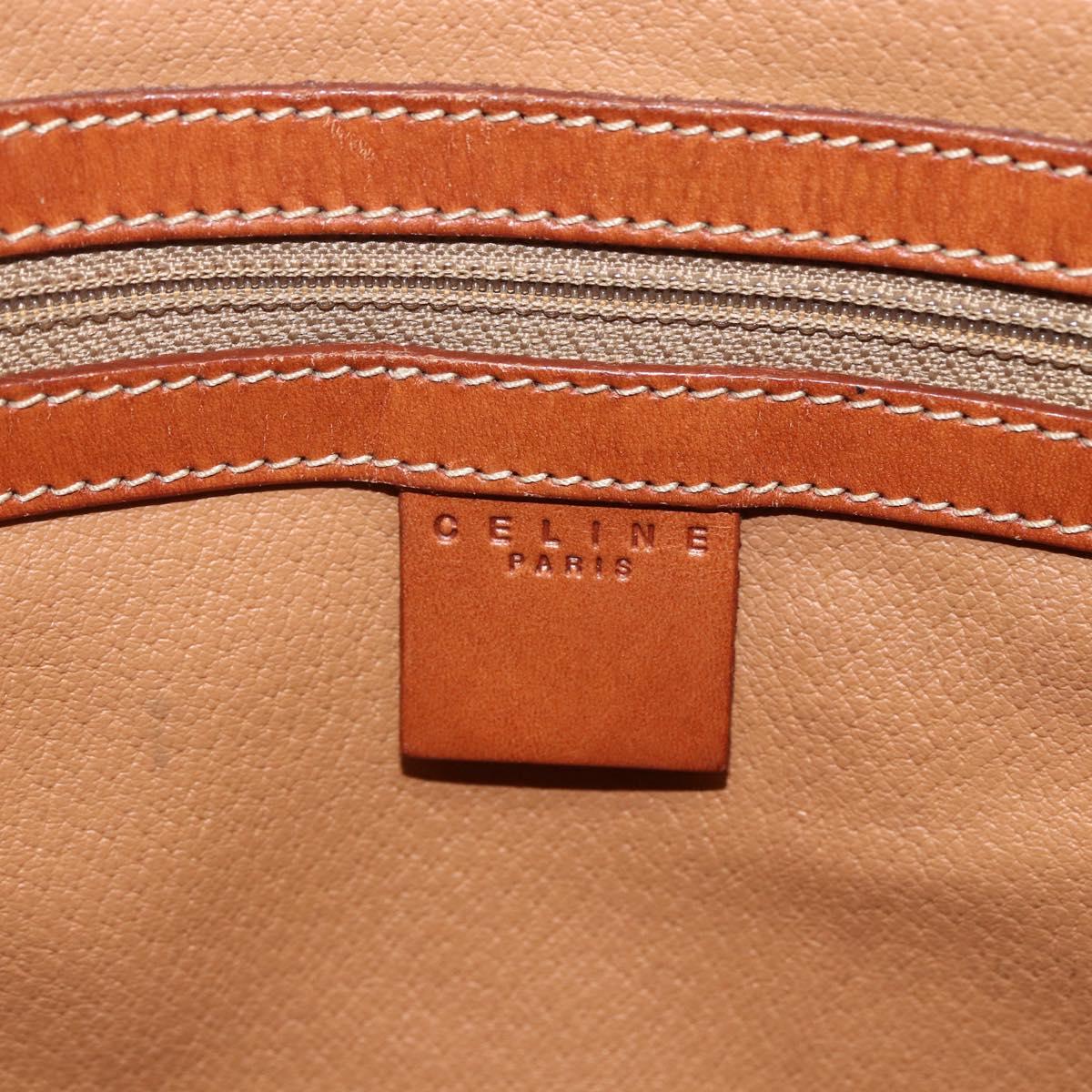 CELINE Macadam Canvas Tote Bag PVC Leather Brown Gold Auth ka452