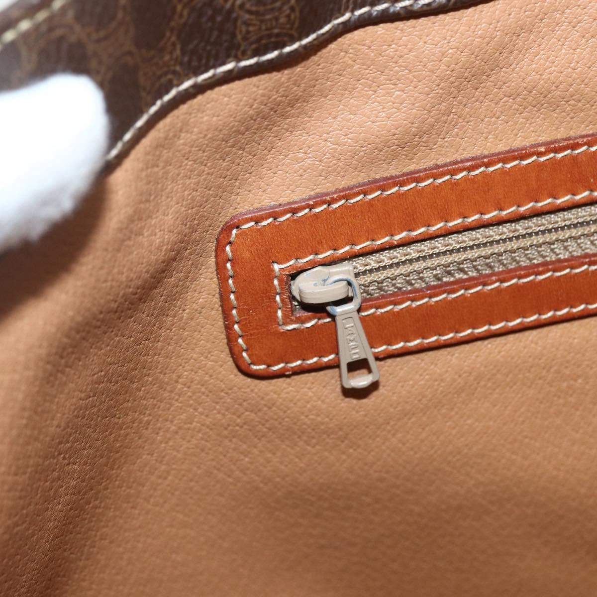 CELINE Macadam Canvas Tote Bag PVC Leather Brown Gold Auth ka452