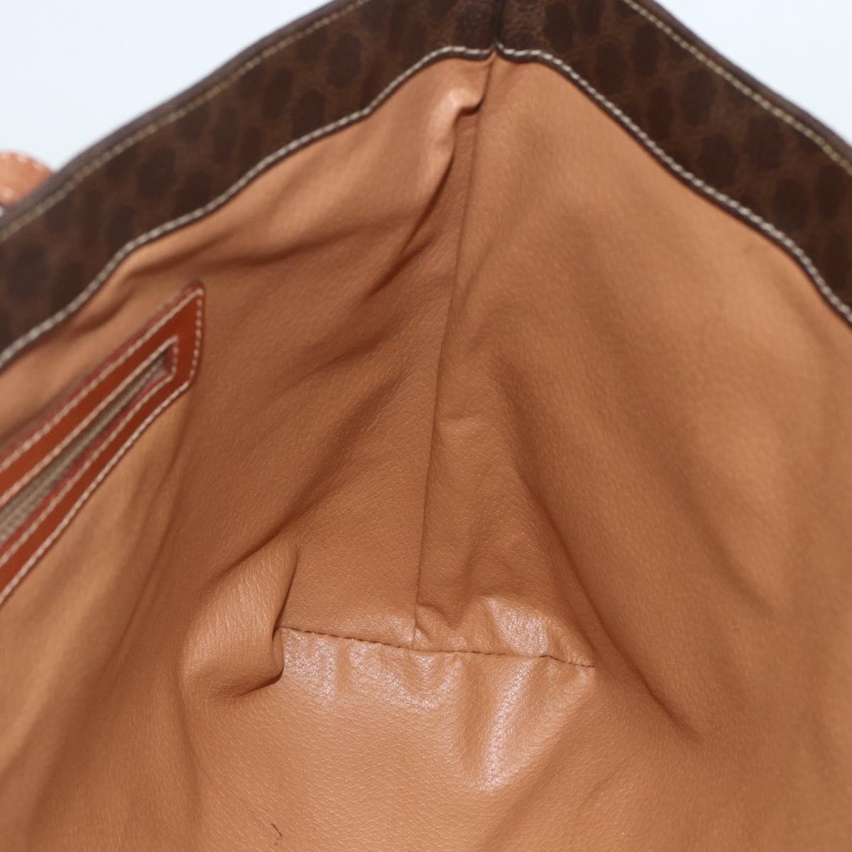 CELINE Macadam Canvas Tote Bag PVC Leather Brown Gold Auth ka452