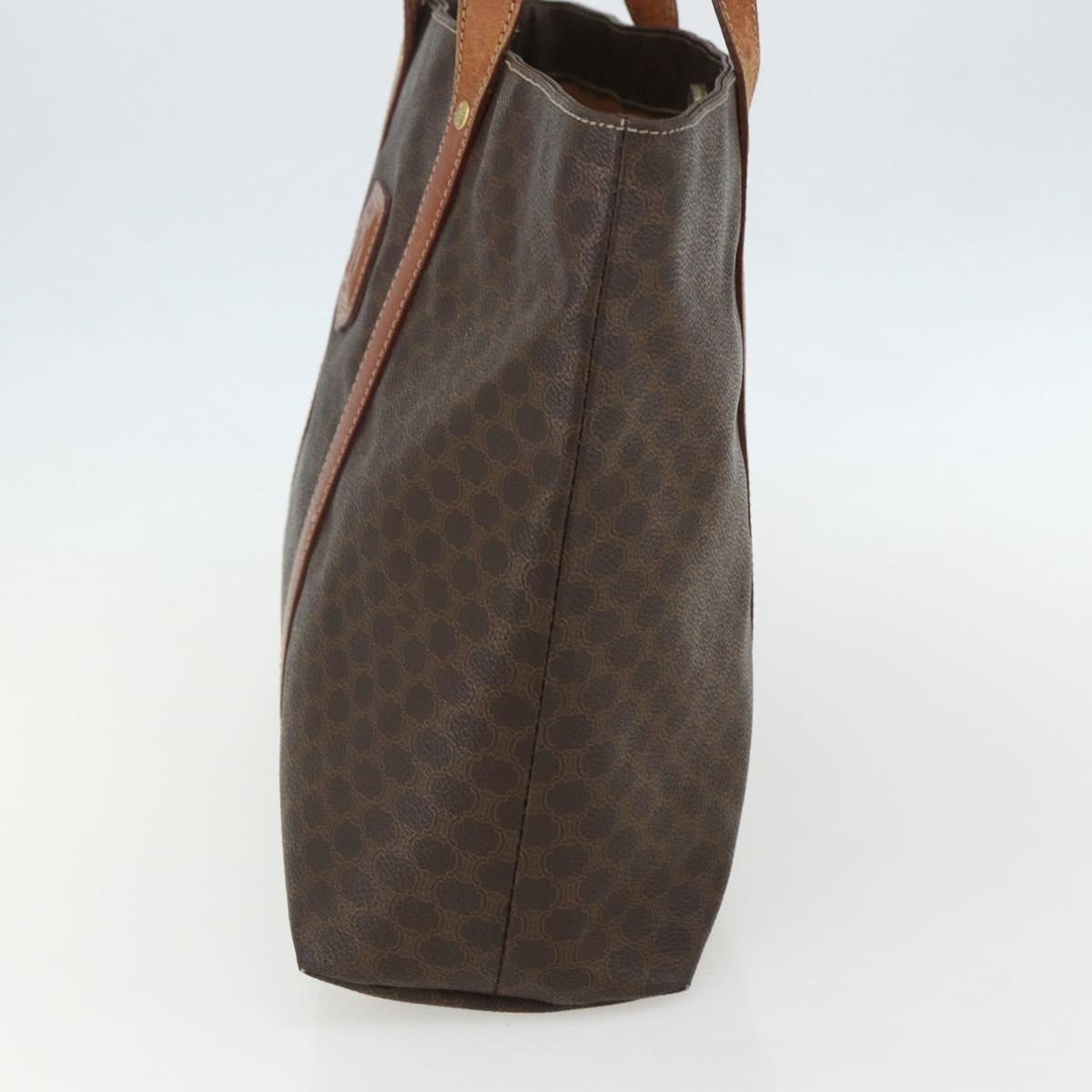 CELINE Macadam Canvas Tote Bag PVC Leather Brown Gold Auth ka452