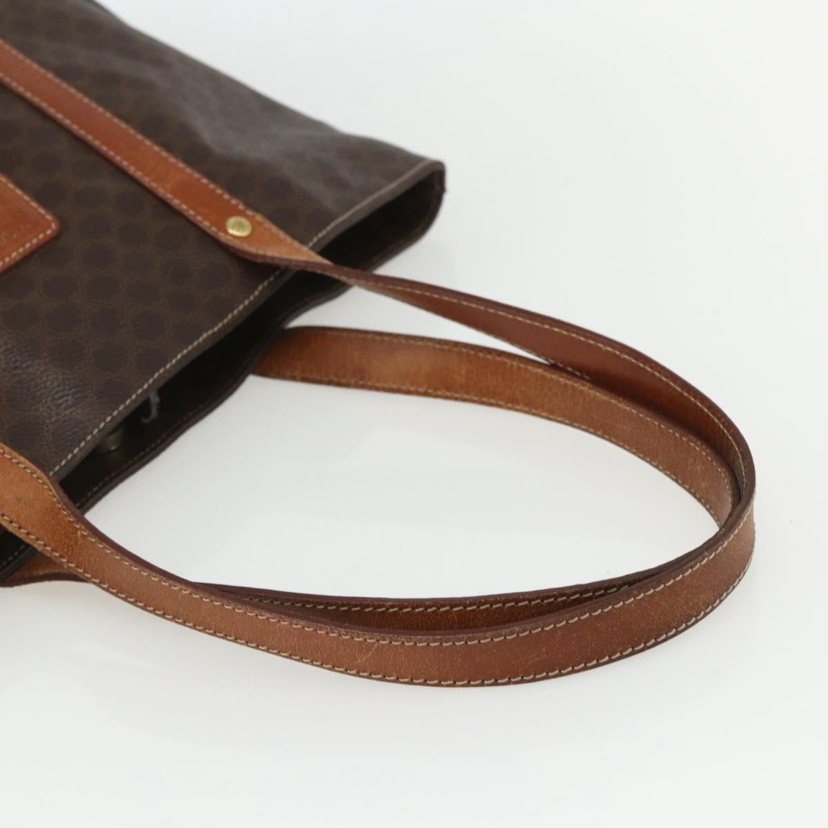 CELINE Macadam Canvas Tote Bag PVC Leather Brown Gold Auth ka452