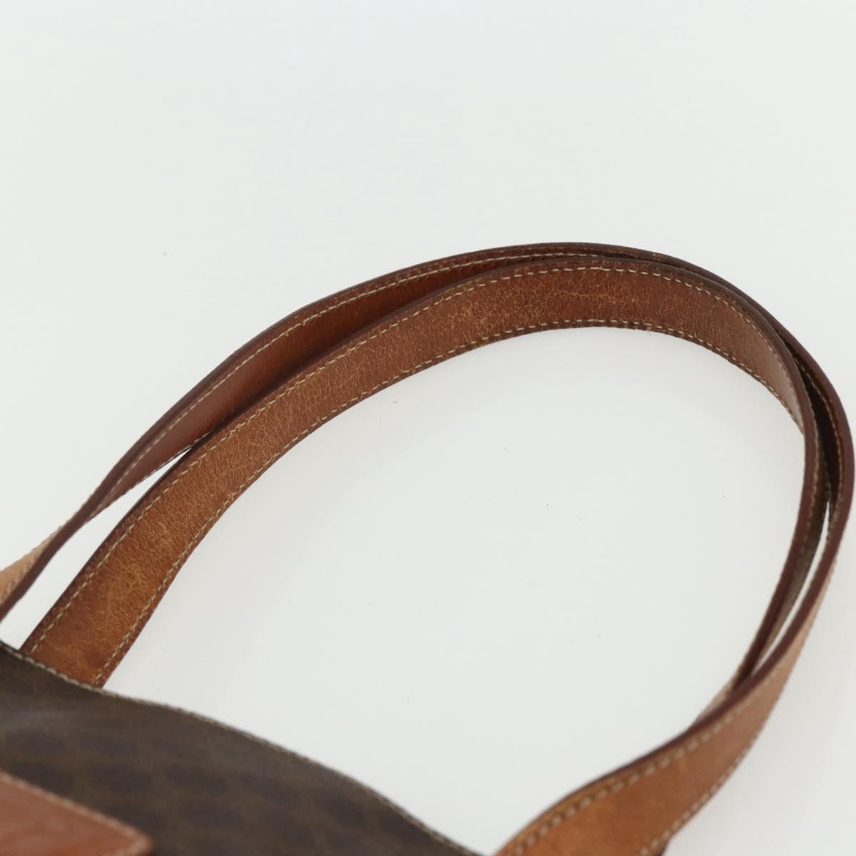 CELINE Macadam Canvas Tote Bag PVC Leather Brown Gold Auth ka452