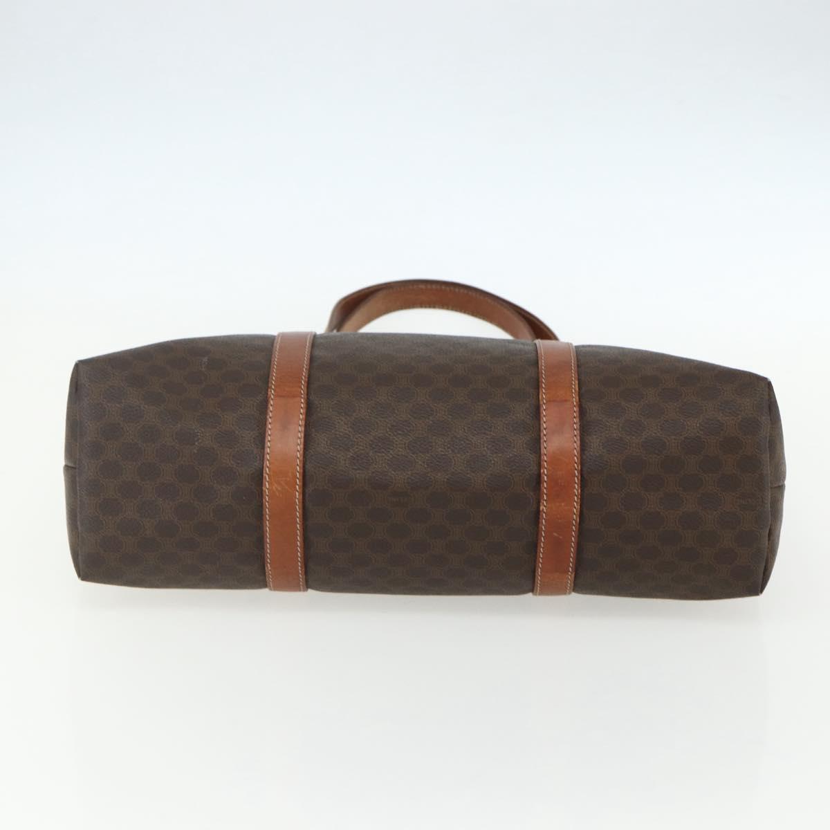 CELINE Macadam Canvas Tote Bag PVC Leather Brown Gold Auth ka452