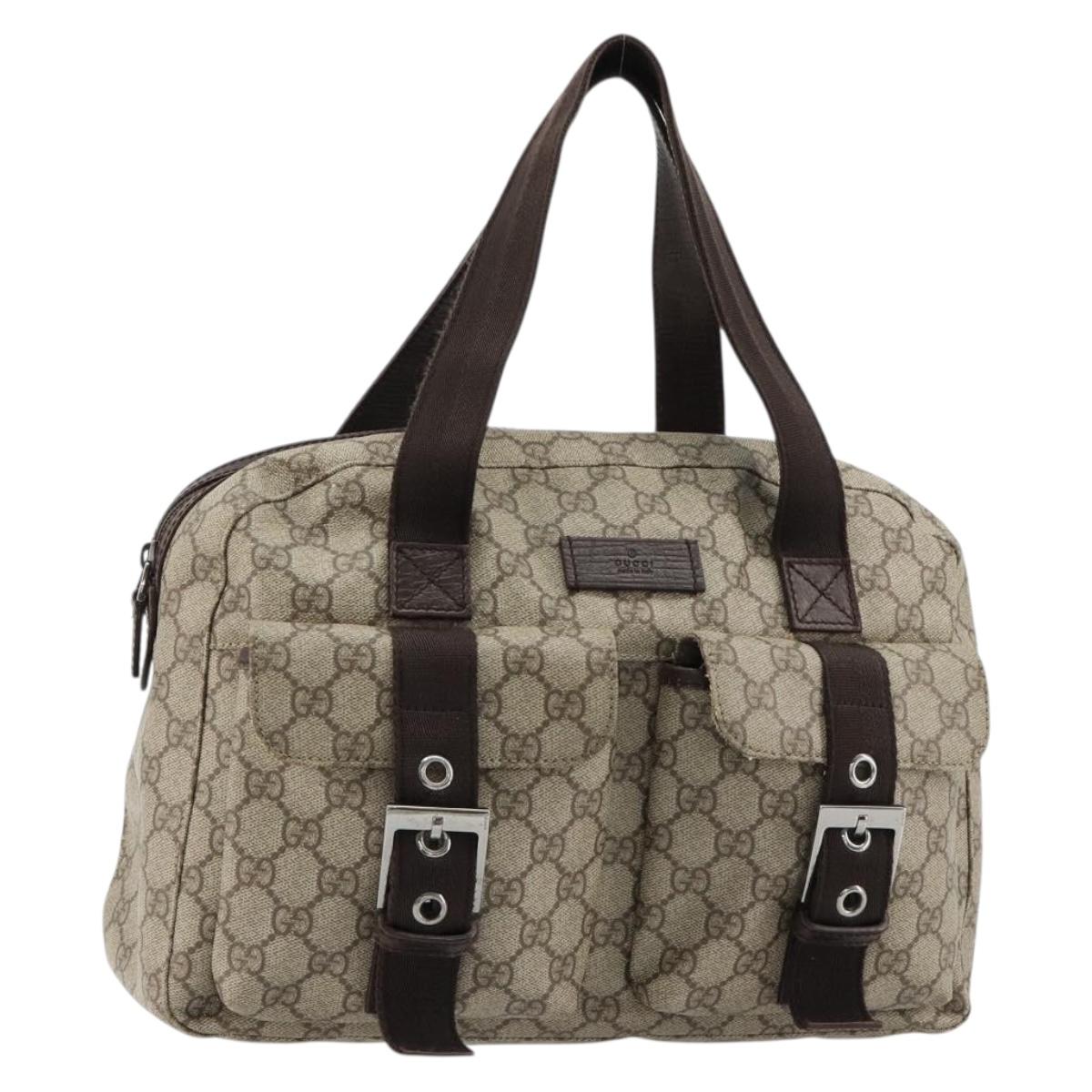 GUCCI GG Supreme Hand Bag PVC Beige Silver 140959 Auth ka4521