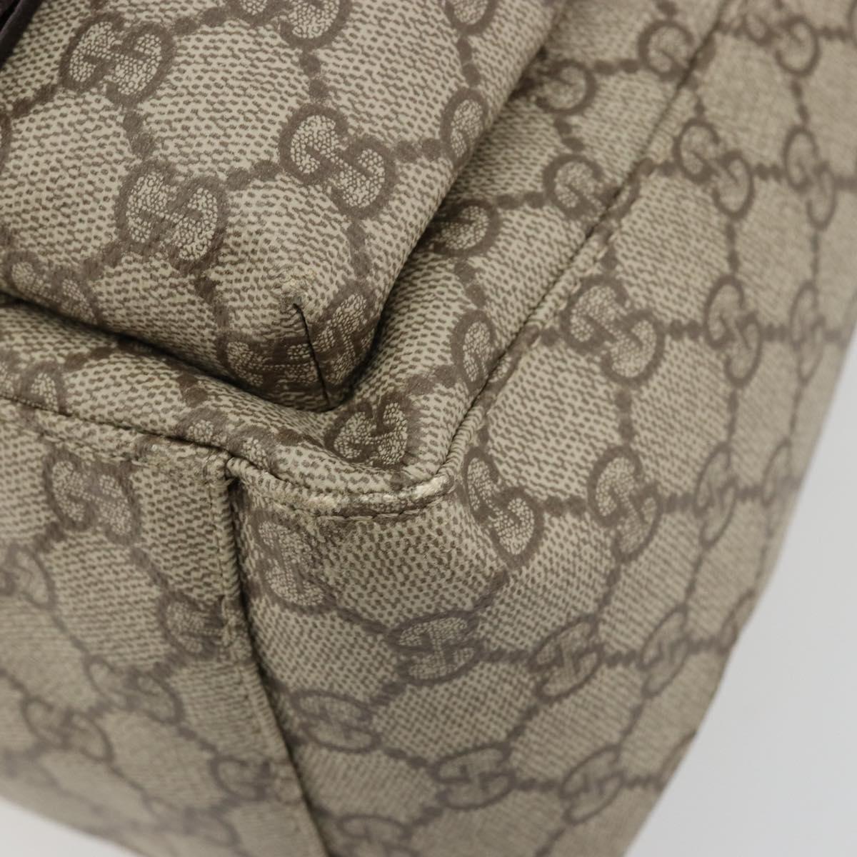 GUCCI GG Supreme Hand Bag PVC Beige Silver 140959 Auth ka4521