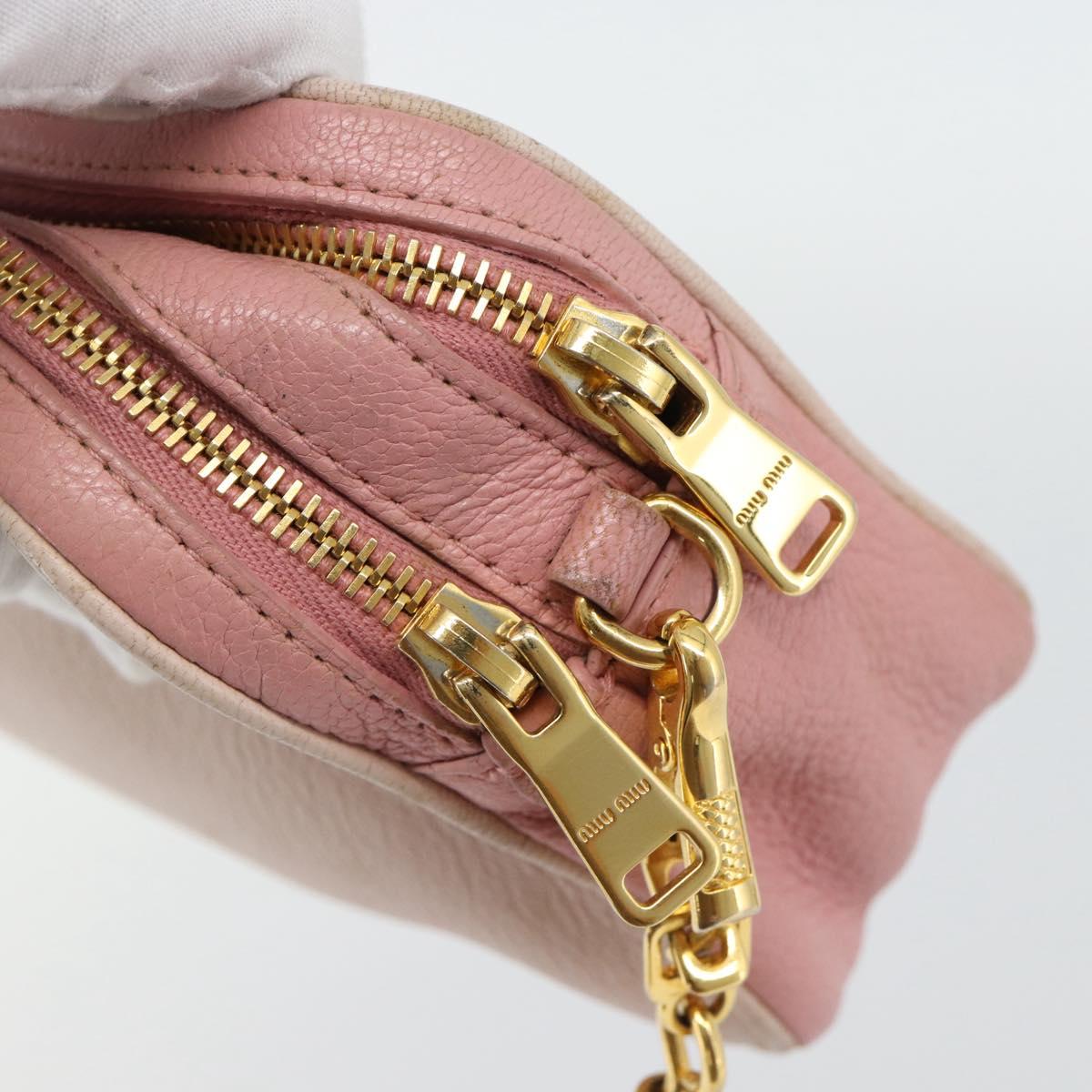 Miu Miu Shoulder Bag Leather Pink Gold Auth ka4524A