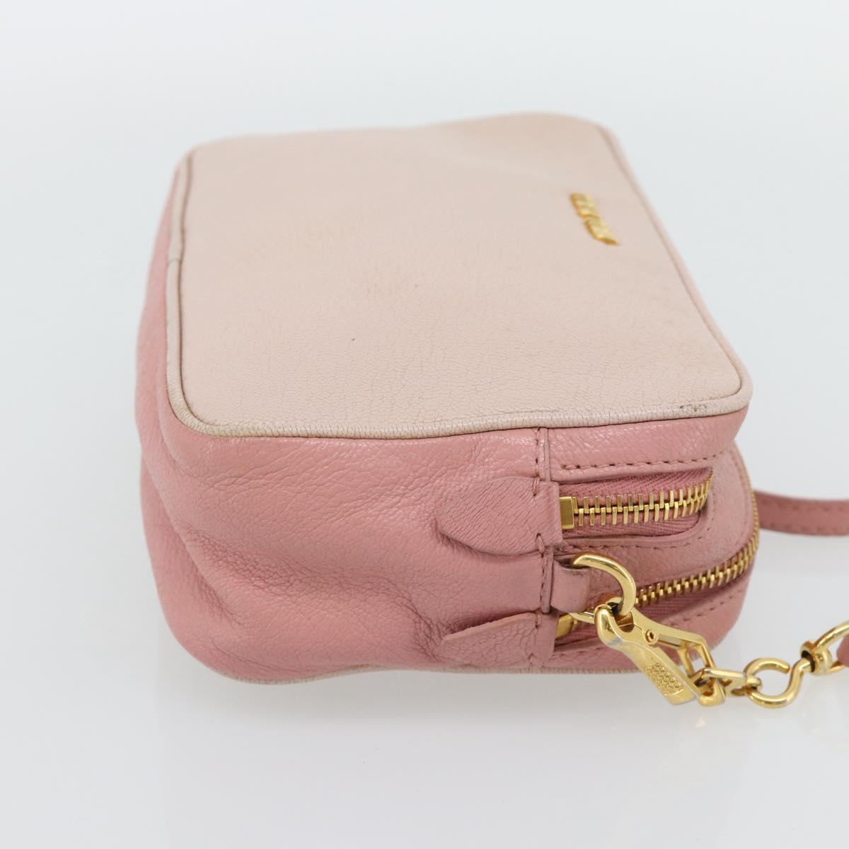 Miu Miu Shoulder Bag Leather Pink Gold Auth ka4524A