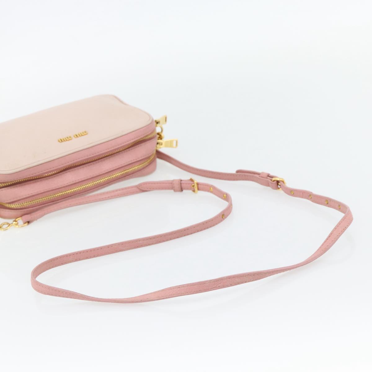 Miu Miu Shoulder Bag Leather Pink Gold Auth ka4524A