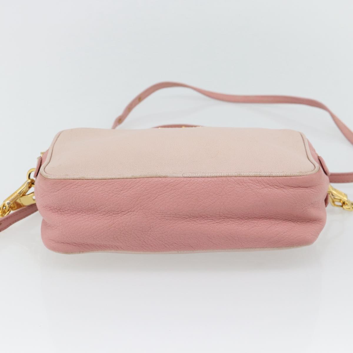 Miu Miu Shoulder Bag Leather Pink Gold Auth ka4524A