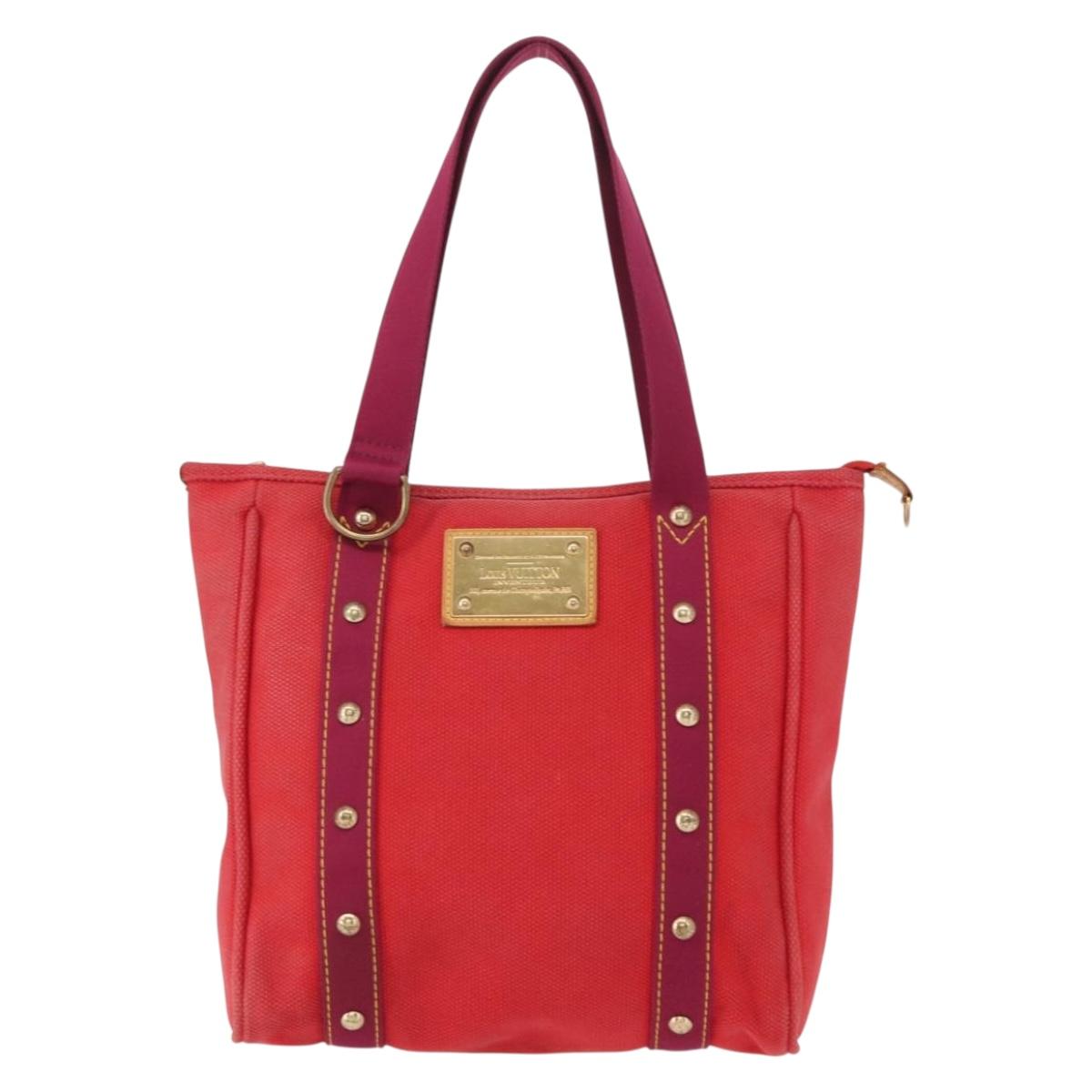 LOUIS VUITTON Antigua Cabas MM Tote Bag Red M40034 LV Auth ka453