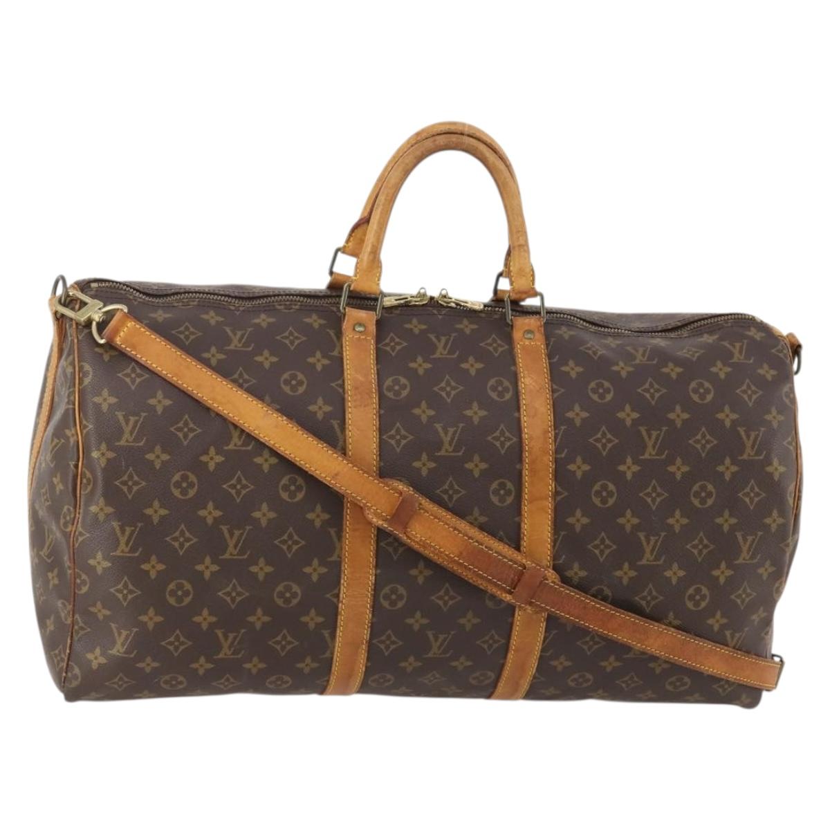 LOUIS VUITTON Monogram Keepall Bandouliere 55 Boston Bag M41414 LV Auth ka4532