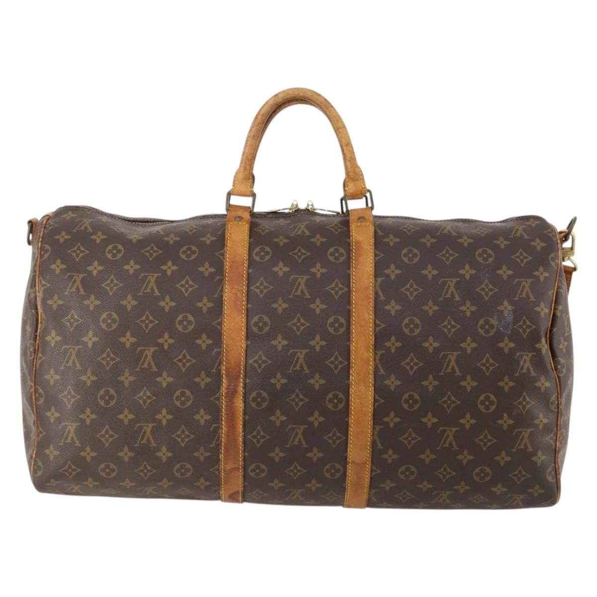 LOUIS VUITTON Monogram Keepall Bandouliere 55 Boston Bag M41414 LV Auth ka4532