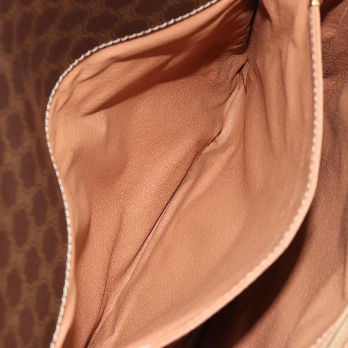 CELINE Macadam Canvas Shoulder Bag PVC Leather Brown Gold Auth ka4540A