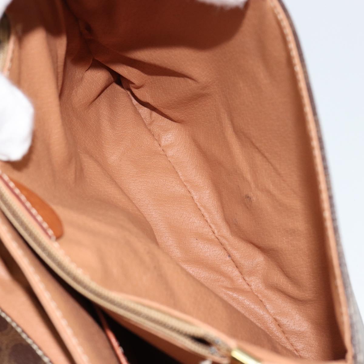 CELINE Macadam Canvas Shoulder Bag PVC Leather Brown Gold Auth ka4540A