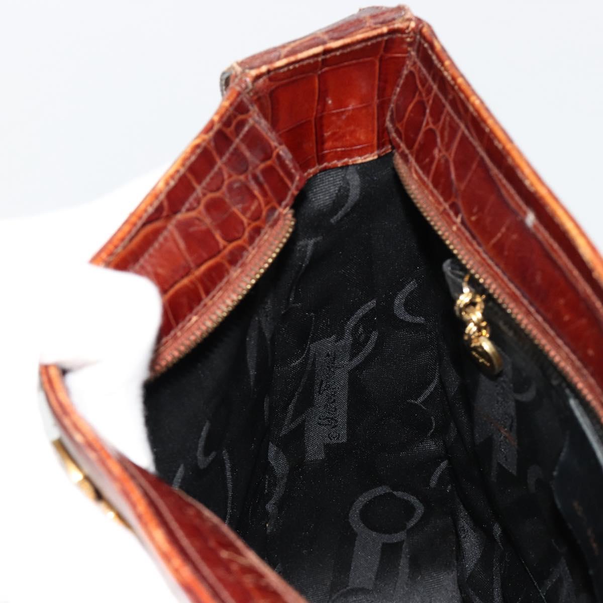 Salvatore Ferragamo Shoulder Bag Leather Brown Gold Auth ka4542