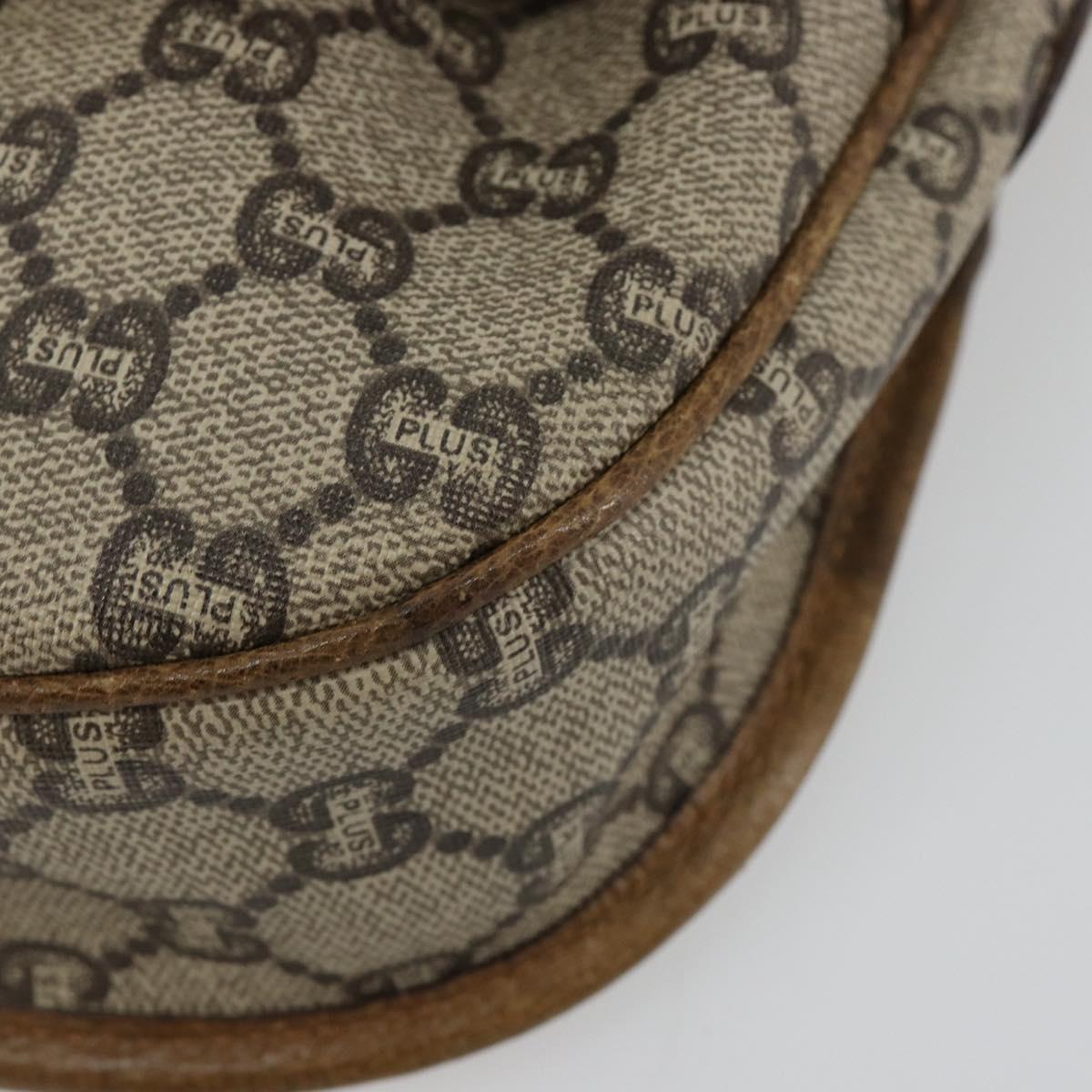 GUCCI GG Plus Supreme Shoulder Bag PVC Beige Gold Auth ka4547