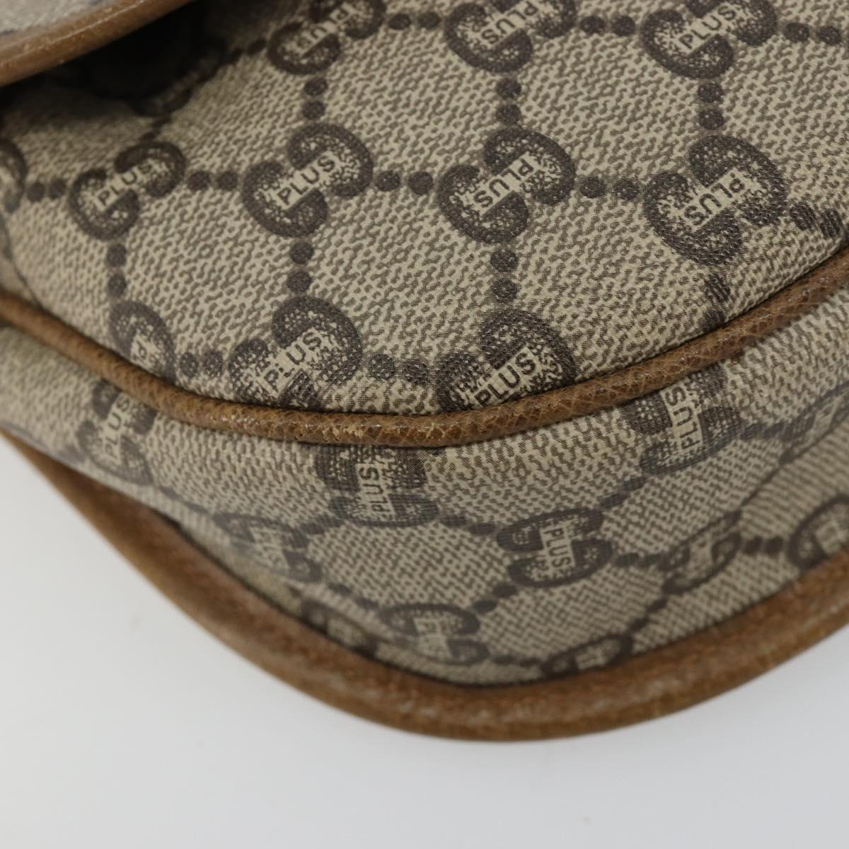 GUCCI GG Plus Supreme Shoulder Bag PVC Beige Gold Auth ka4547