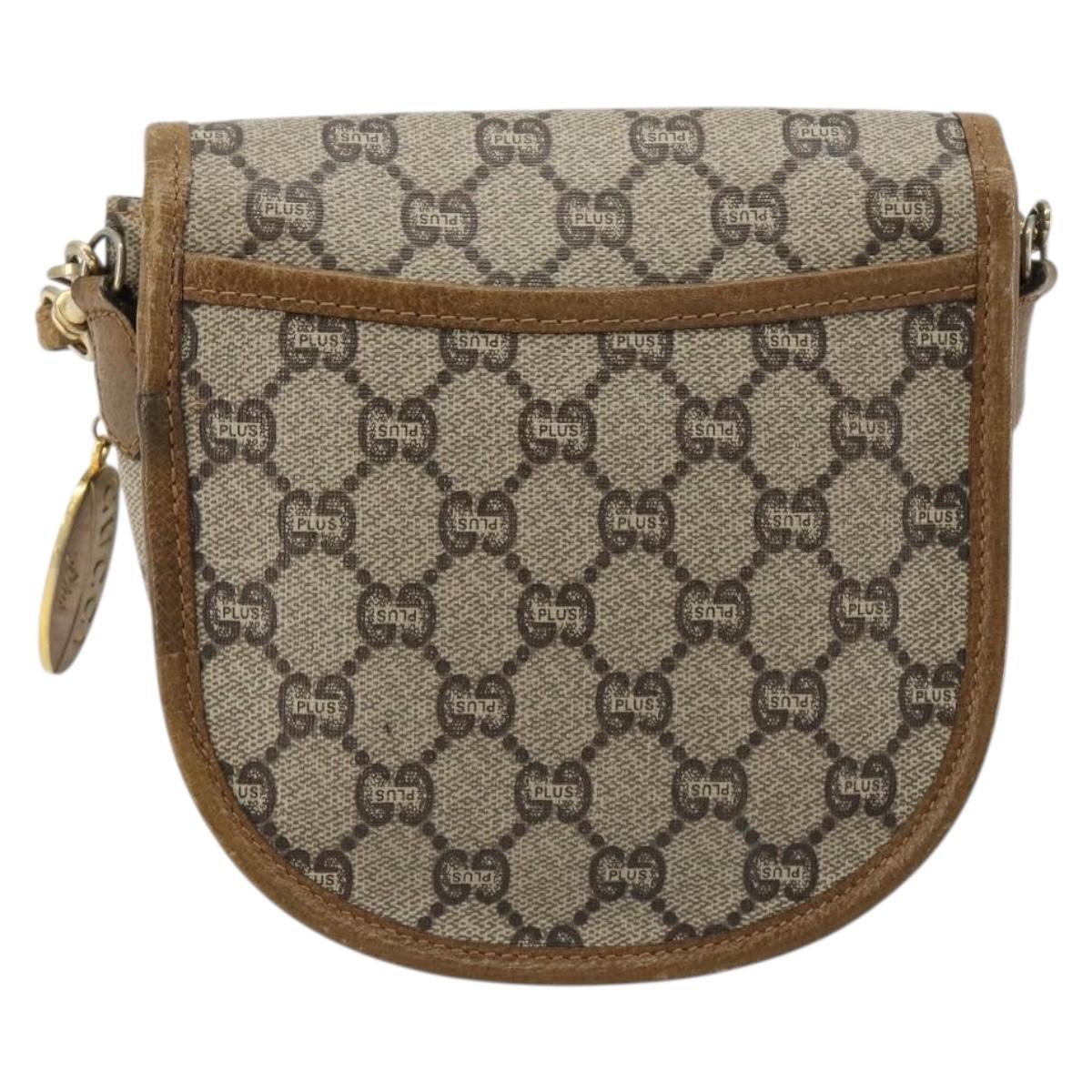 GUCCI GG Plus Supreme Shoulder Bag PVC Beige Gold Auth ka4547
