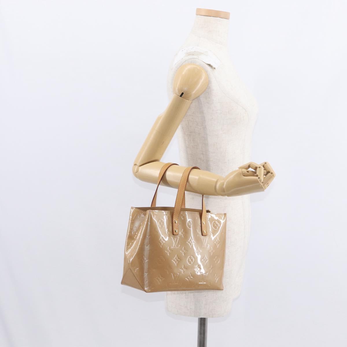 LOUIS VUITTON Monogram Vernis Reade PM Hand Bag Beige M91334 LV Auth ka455