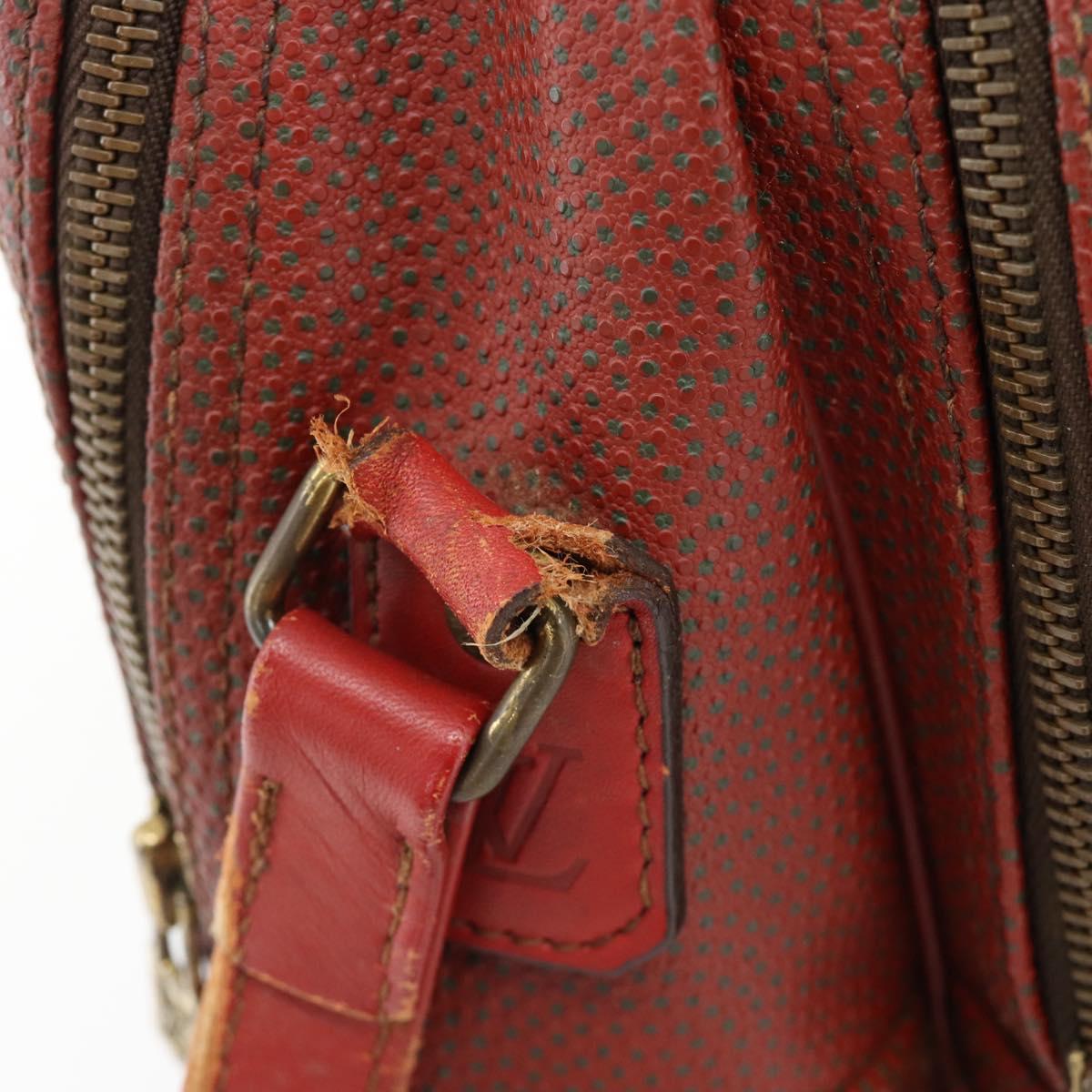 LOUIS VUITTON Challenge Cup Reporter Shoulder Bag Leather Red LV Auth ka4551