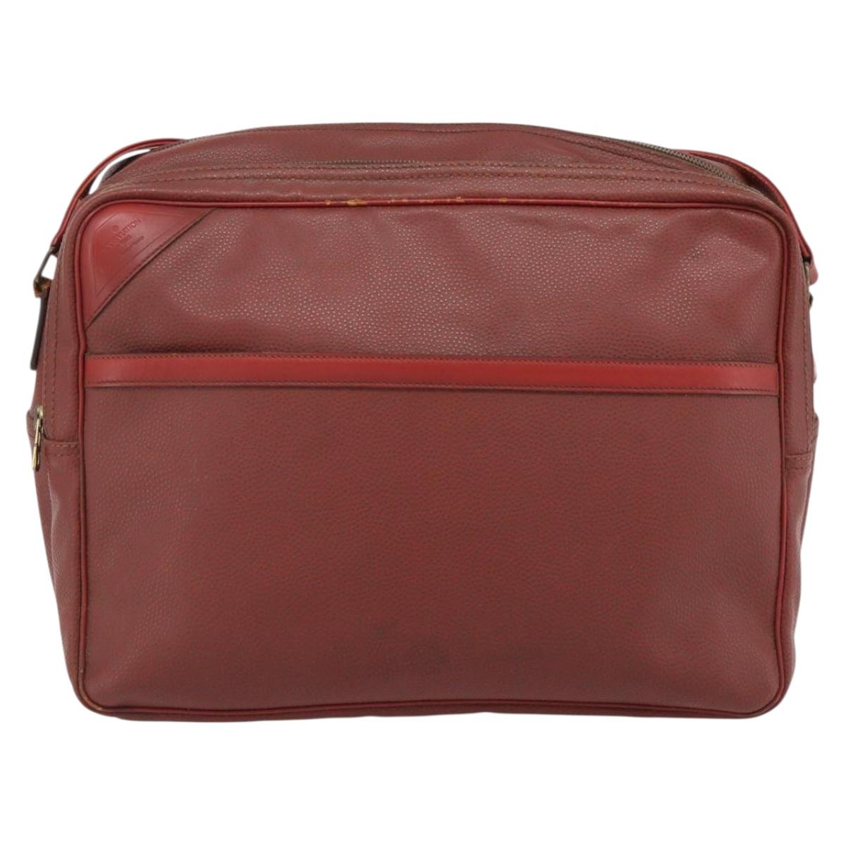 LOUIS VUITTON Challenge Cup Reporter Shoulder Bag Leather Red LV Auth ka4551