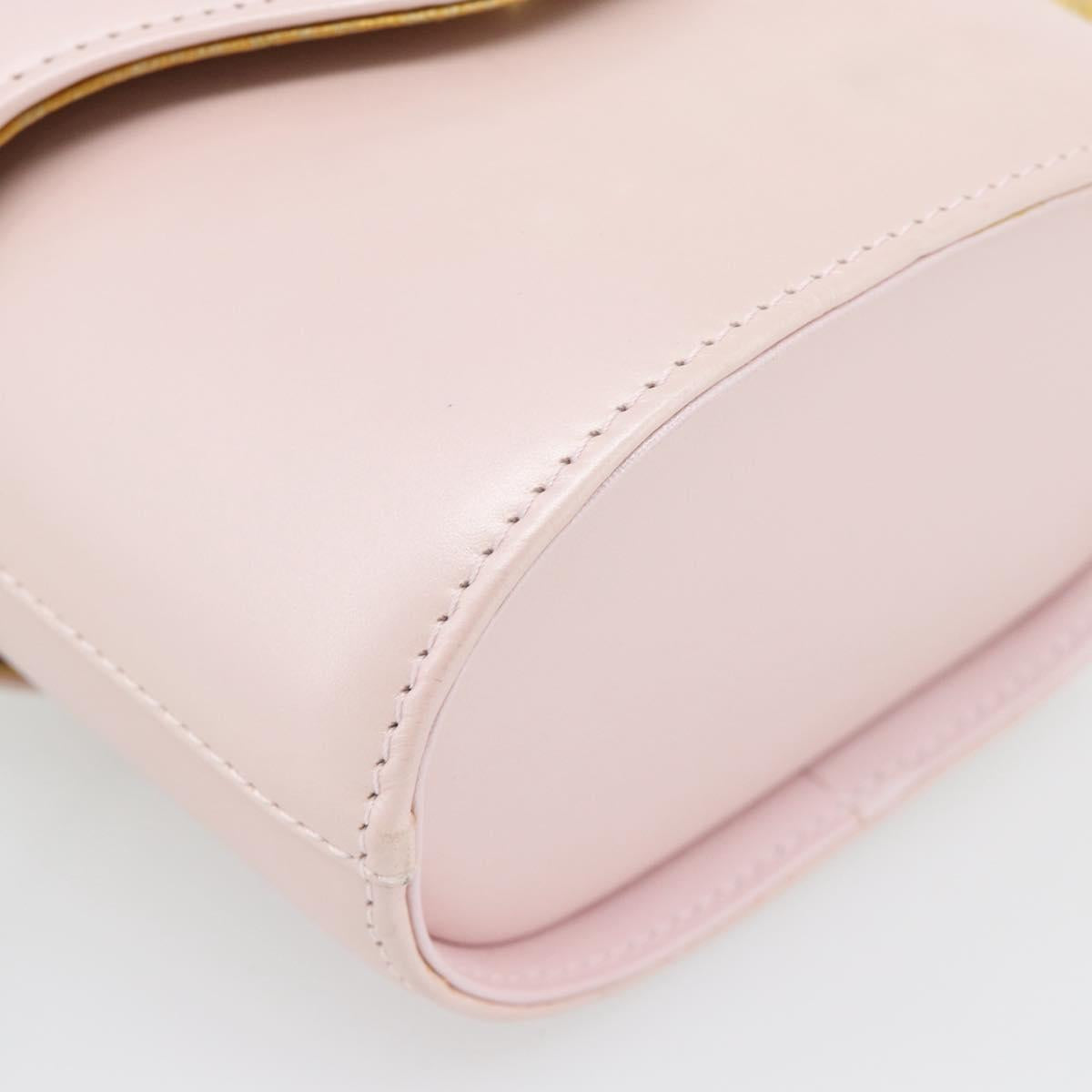 Gianni Versace Vanity Hand Bag Leather 2way Pink Gold Auth ka4553