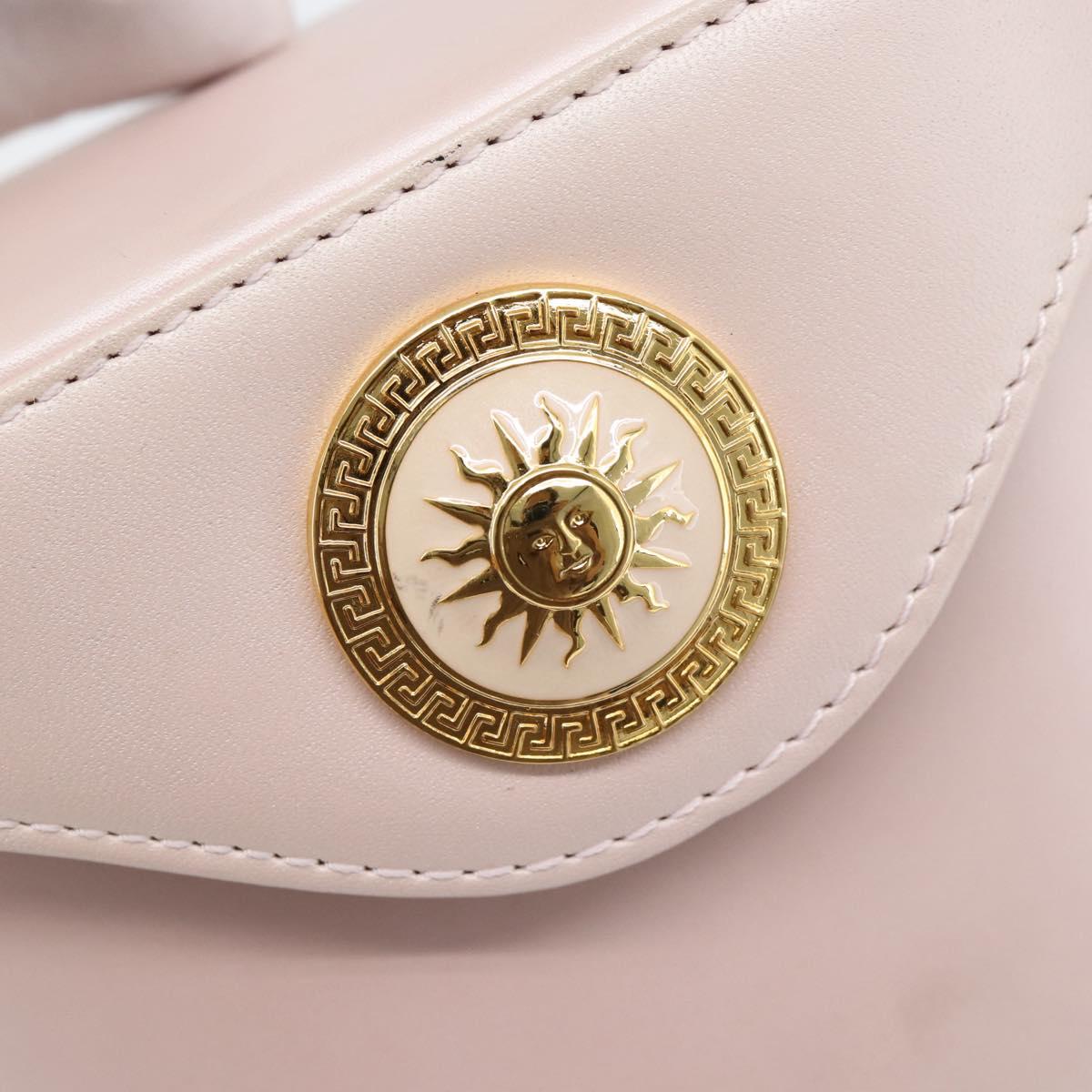 Gianni Versace Vanity Hand Bag Leather 2way Pink Gold Auth ka4553