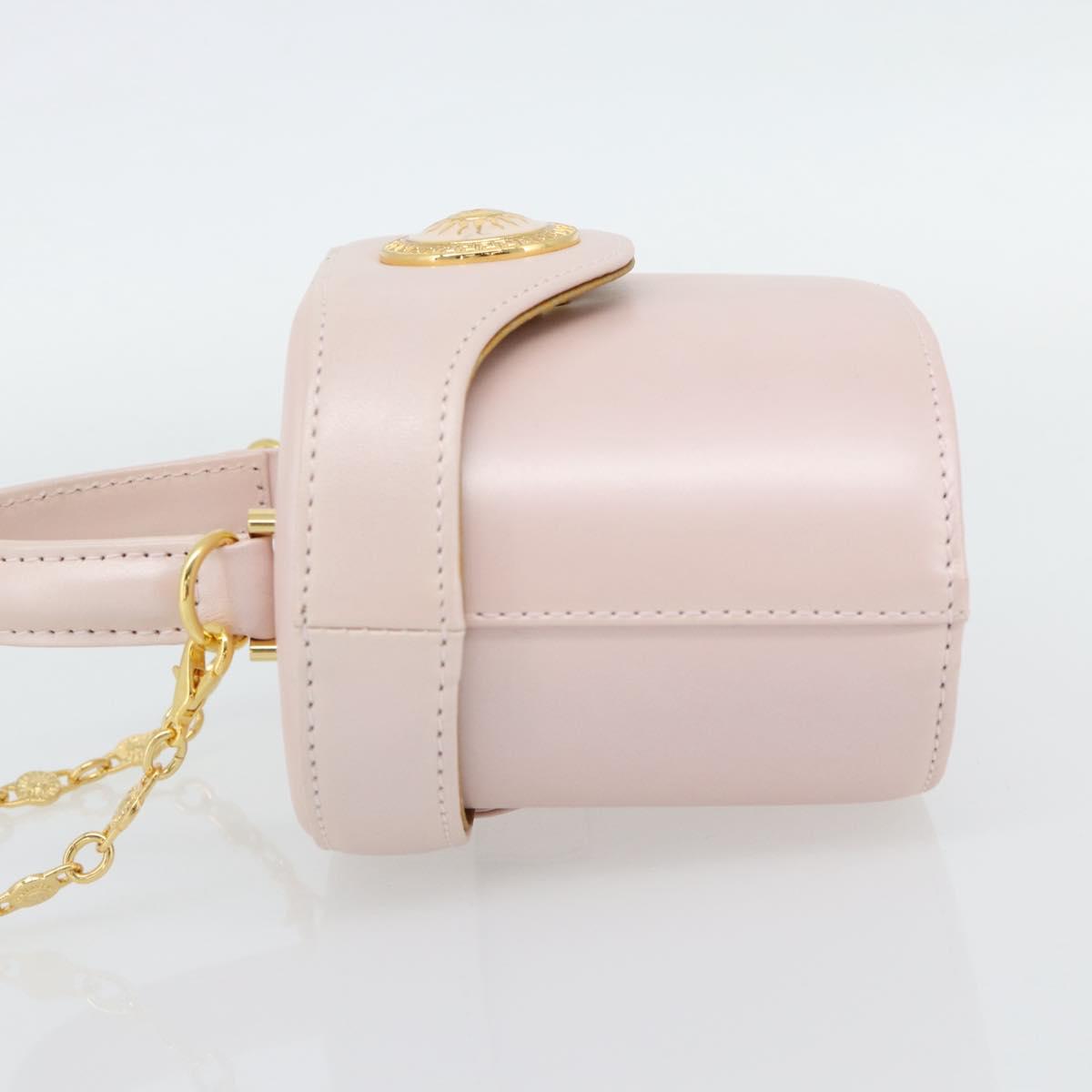 Gianni Versace Vanity Hand Bag Leather 2way Pink Gold Auth ka4553