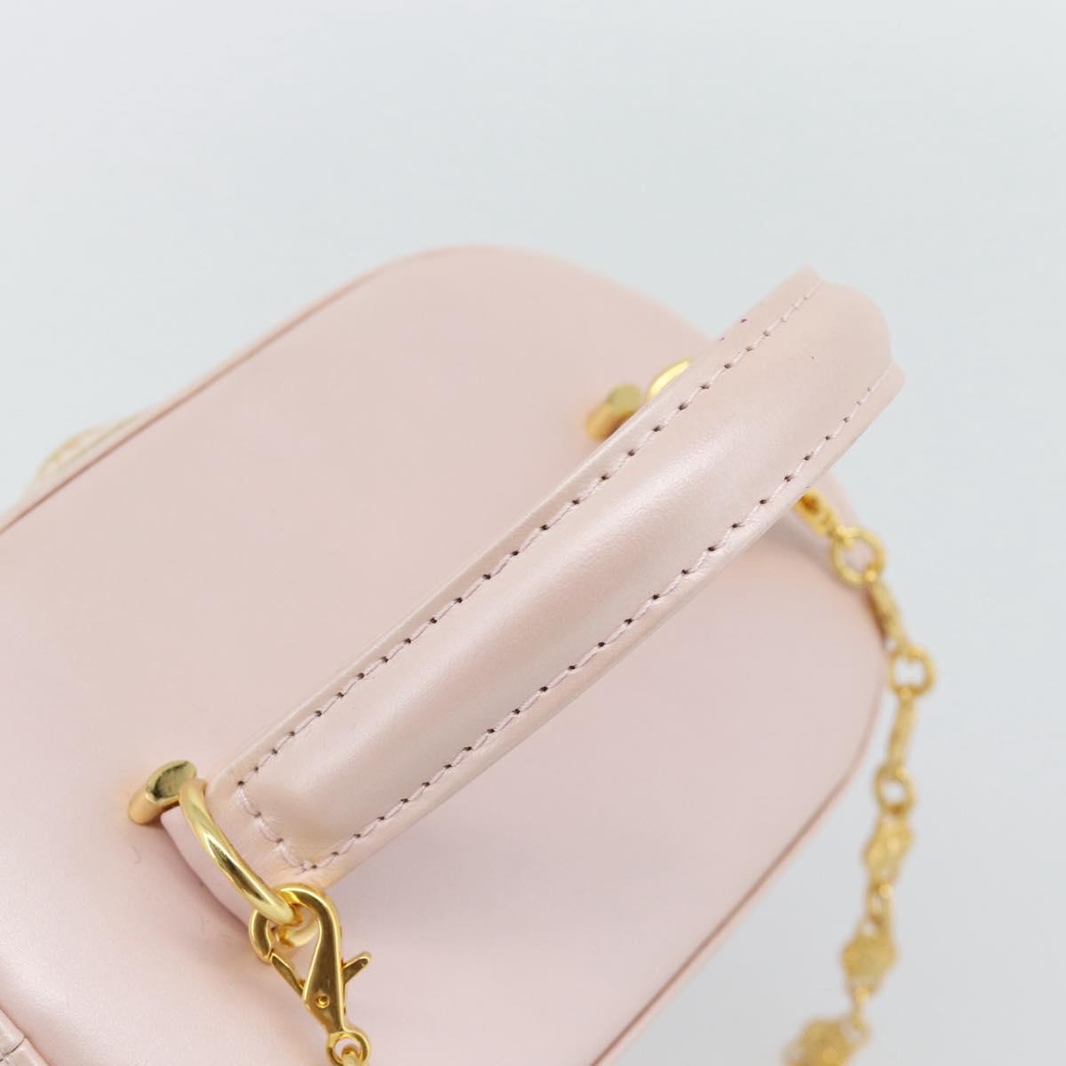 Gianni Versace Vanity Hand Bag Leather 2way Pink Gold Auth ka4553