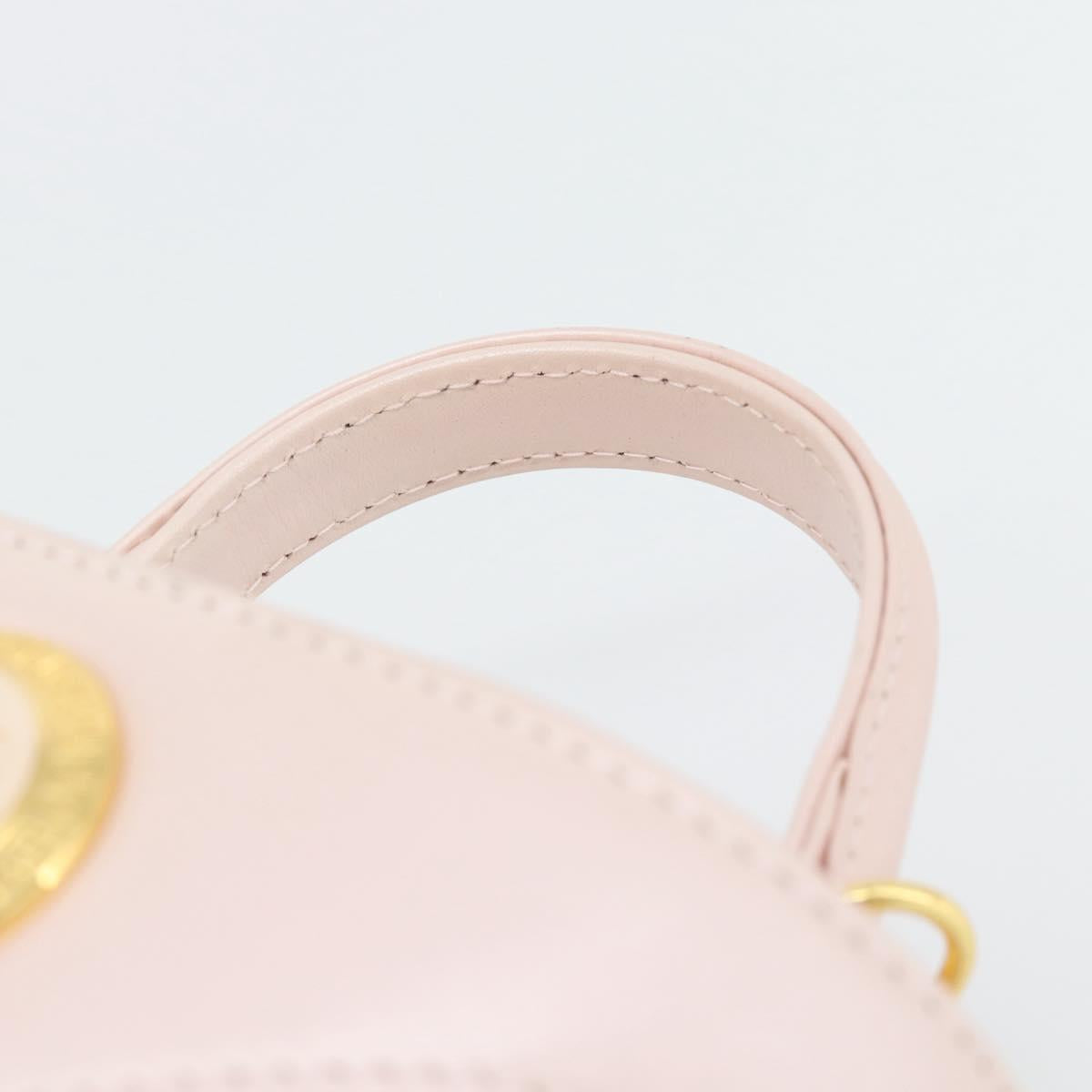 Gianni Versace Vanity Hand Bag Leather 2way Pink Gold Auth ka4553